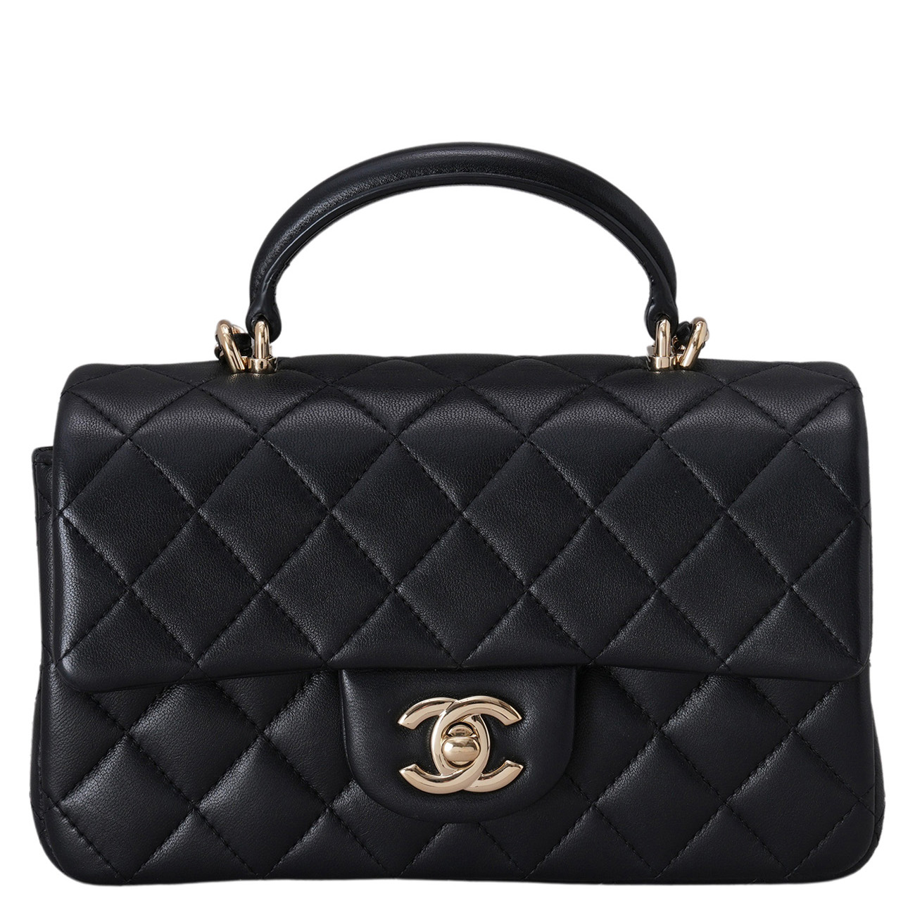 CHANEL(USED)샤넬 AS2431 램스킨 뉴미니 탑핸들