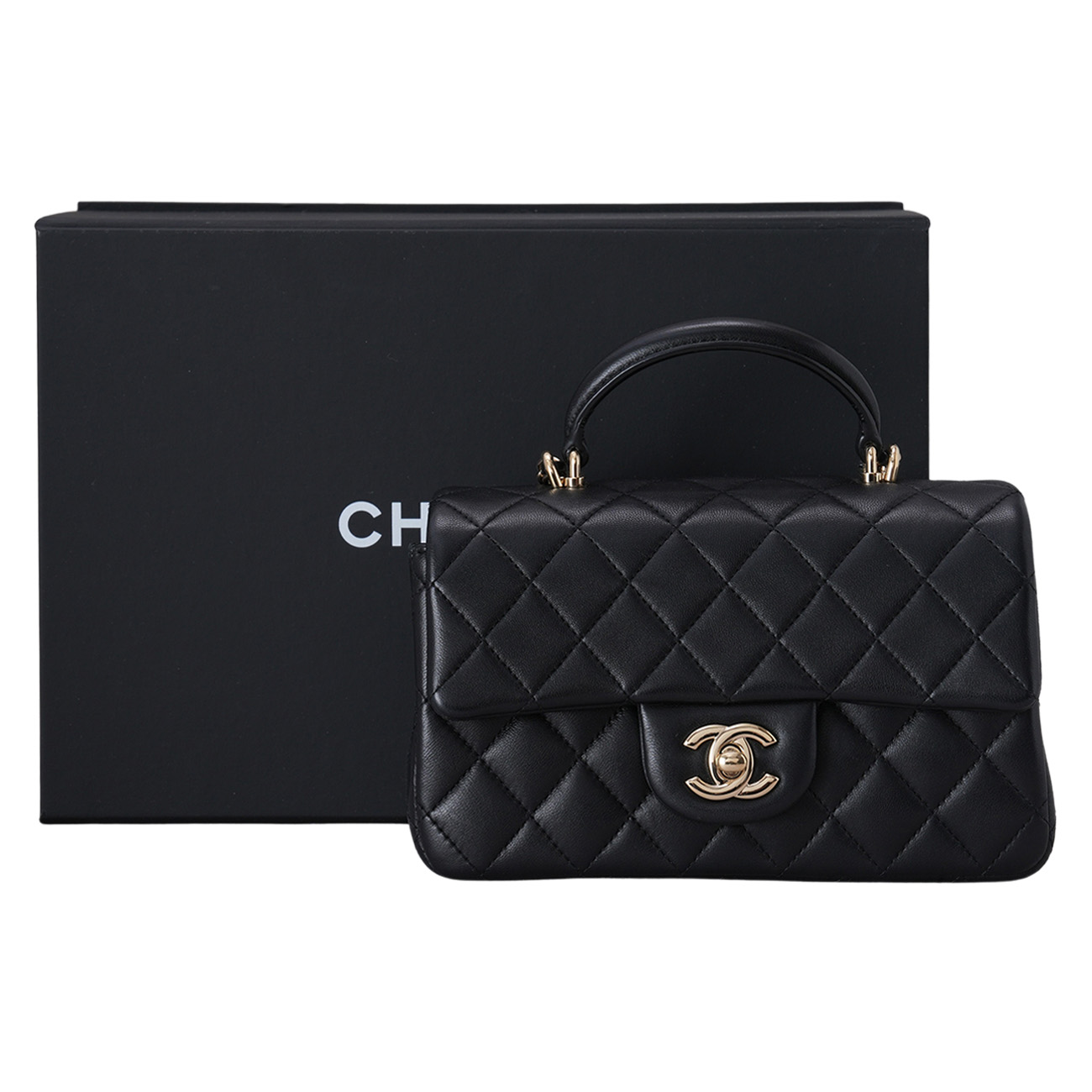 CHANEL(USED)샤넬 AS2431 램스킨 뉴미니 탑핸들