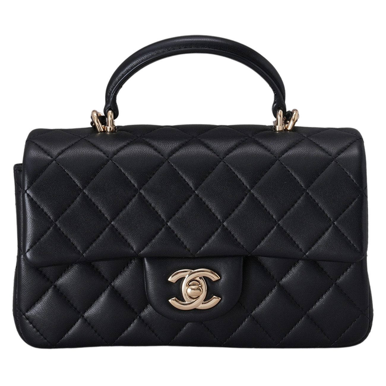 CHANEL(USED)샤넬 AS2431 램스킨 뉴미니 탑핸들