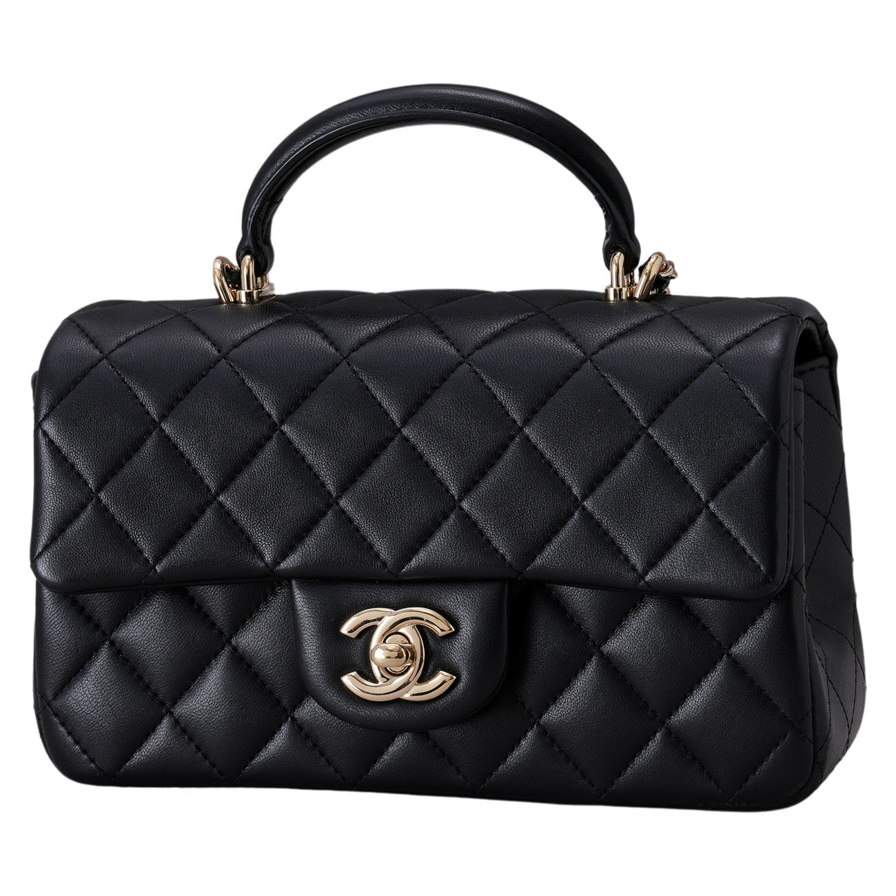 CHANEL(USED)샤넬 AS2431 램스킨 뉴미니 탑핸들