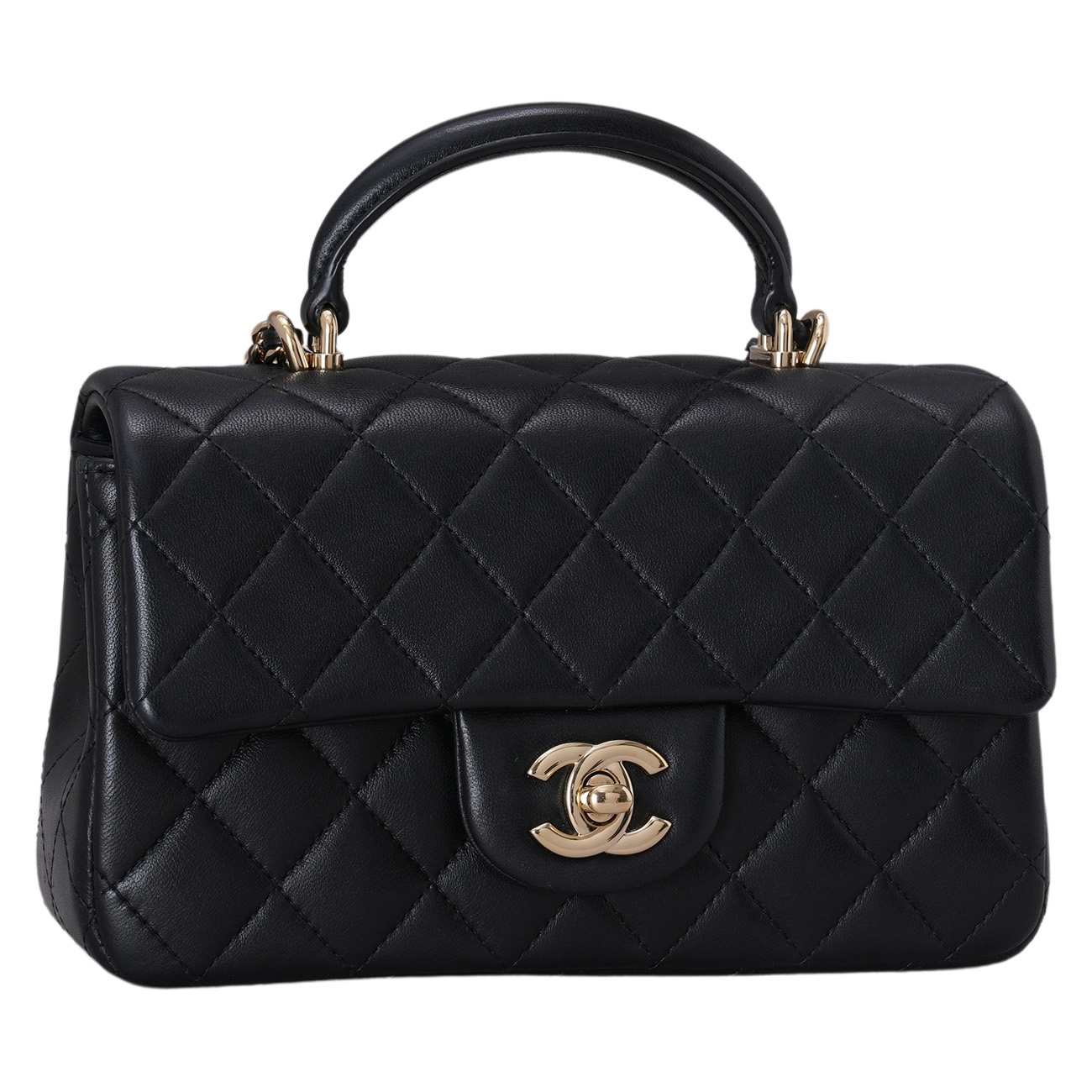CHANEL(USED)샤넬 AS2431 램스킨 뉴미니 탑핸들