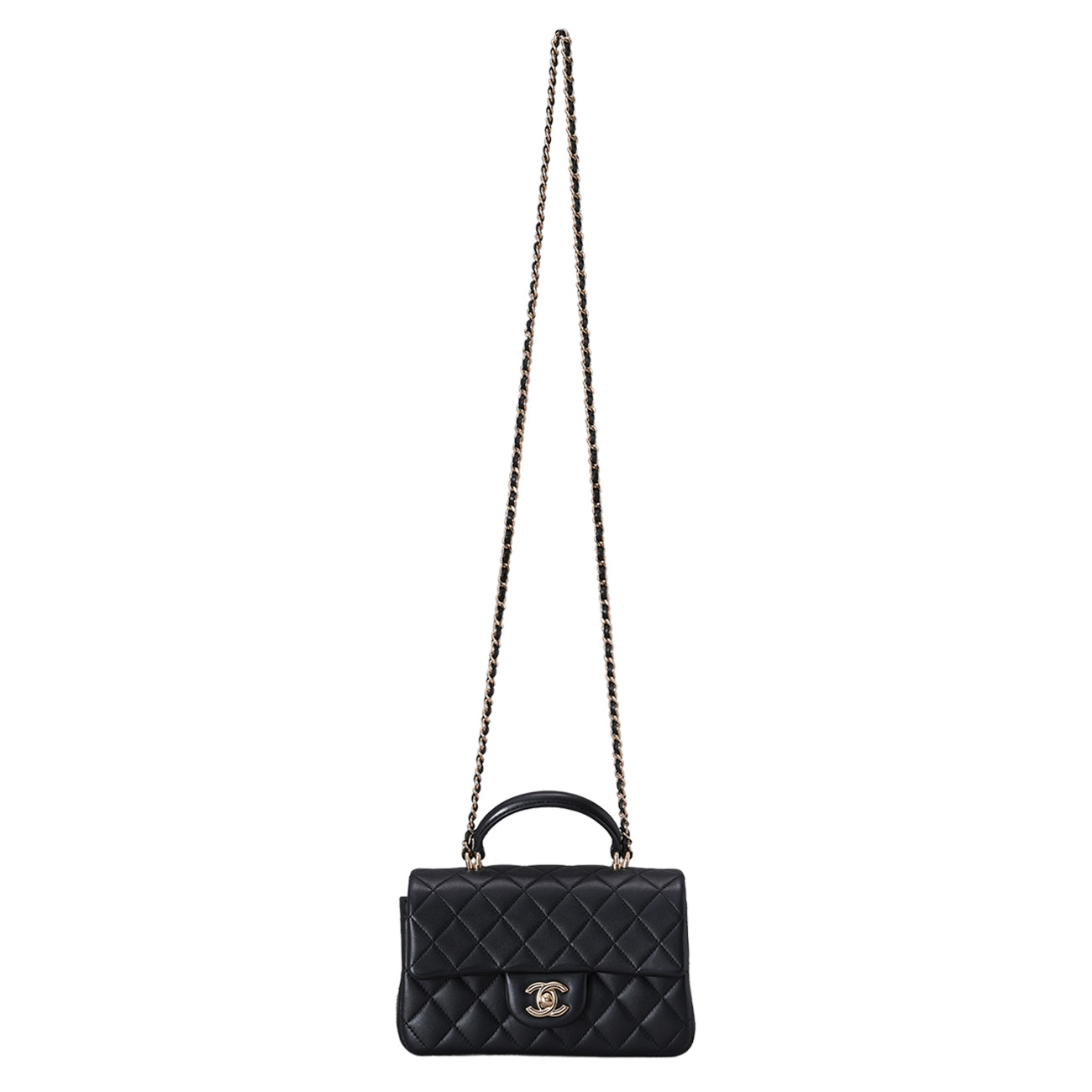 CHANEL(USED)샤넬 AS2431 램스킨 뉴미니 탑핸들
