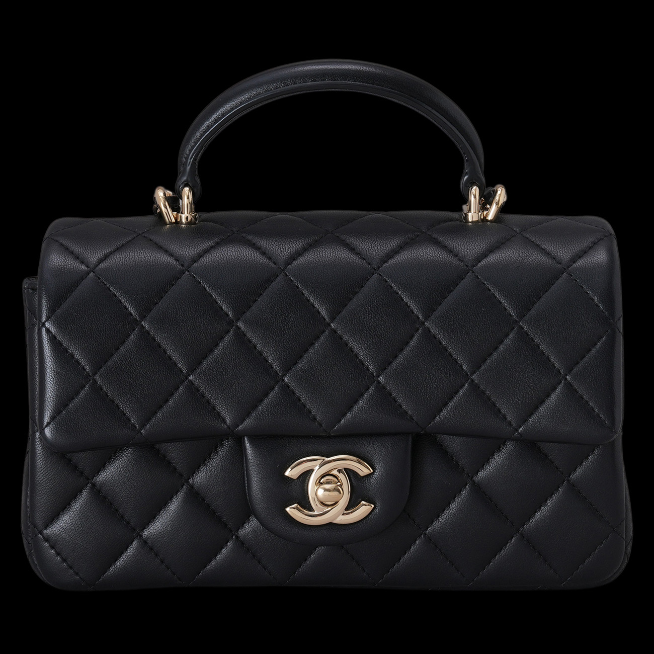 CHANEL(USED)샤넬 AS2431 램스킨 뉴미니 탑핸들