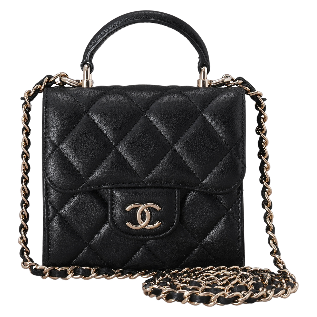 CHANEL(USED)샤넬 AP2682 램스킨 탑핸들 미니 베니티 크로스백