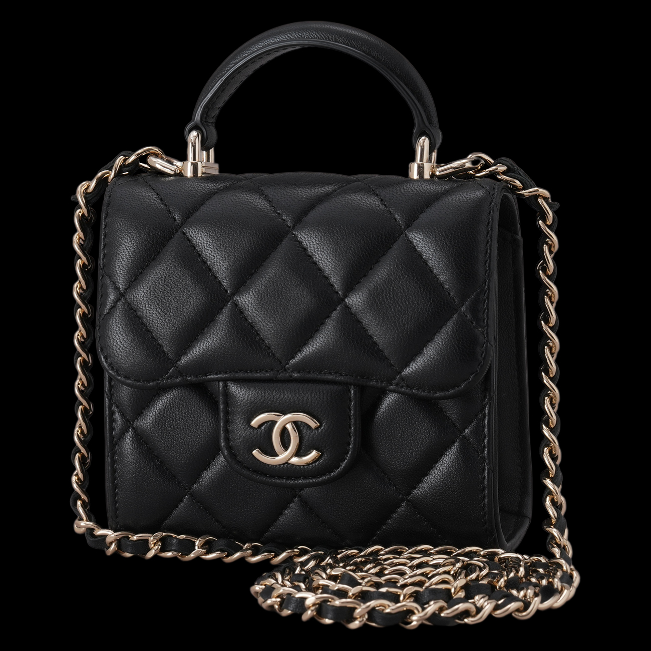 CHANEL(USED)샤넬 AP2682 램스킨 탑핸들 미니 베니티 크로스백