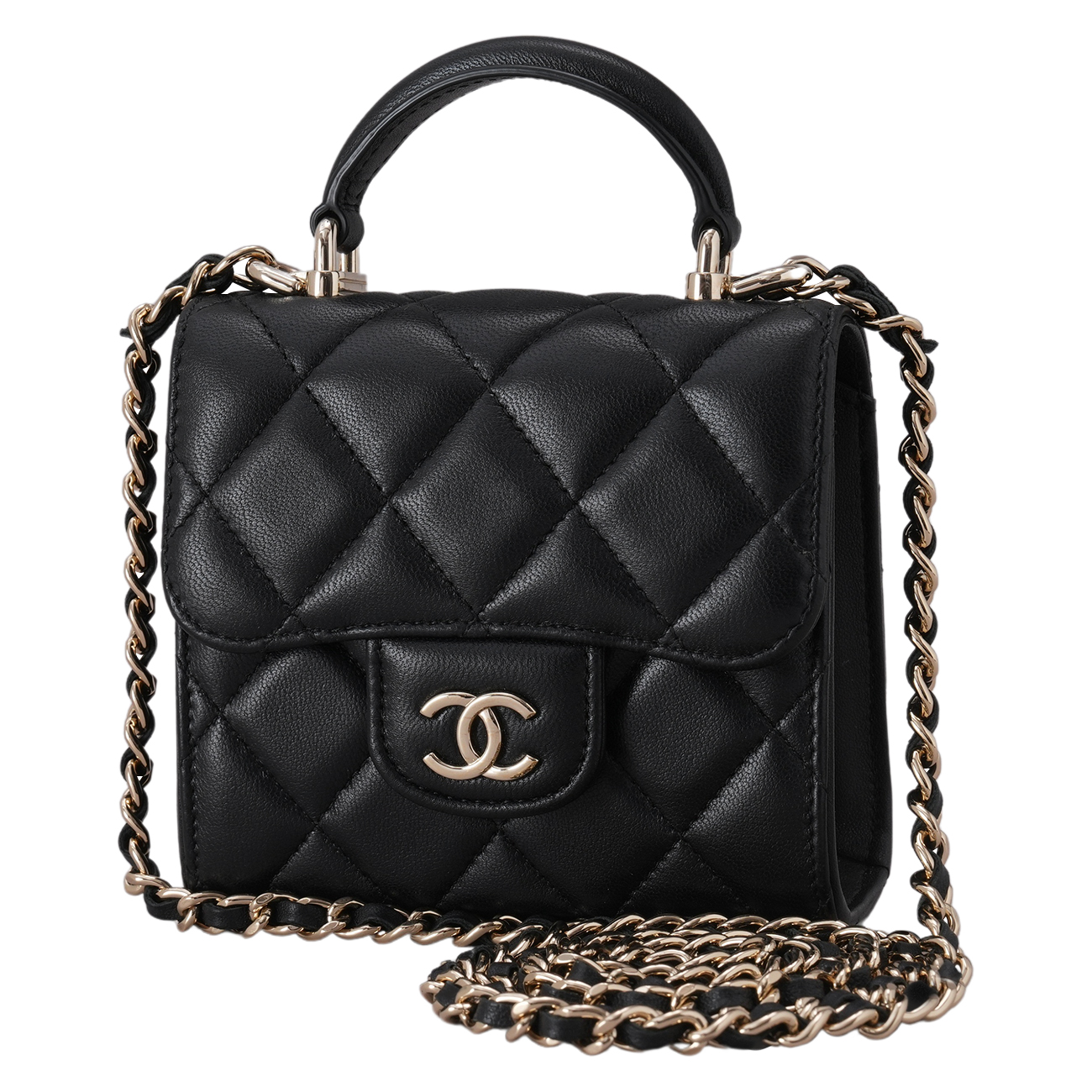 CHANEL(USED)샤넬 AP2682 램스킨 탑핸들 미니 베니티 크로스백