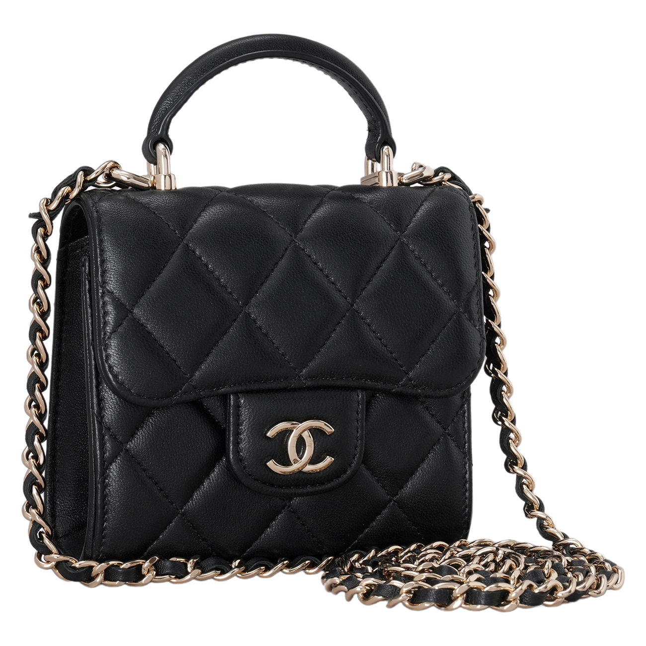 CHANEL(USED)샤넬 AP2682 램스킨 탑핸들 미니 베니티 크로스백