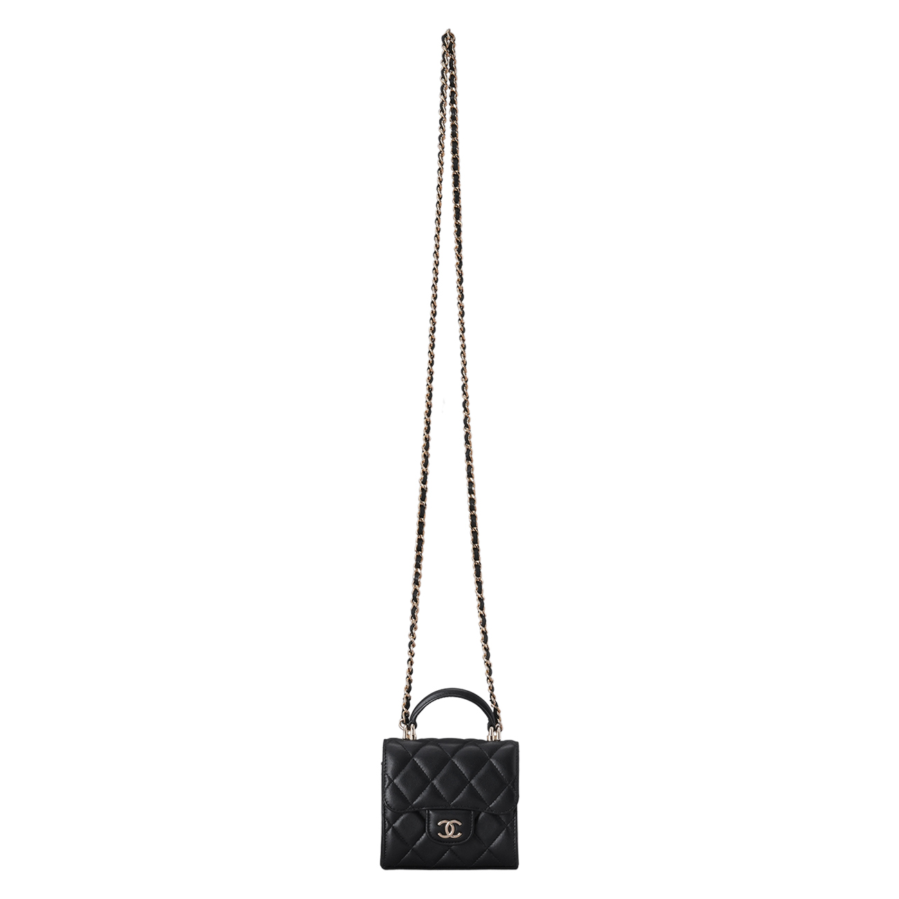 CHANEL(USED)샤넬 AP2682 램스킨 탑핸들 미니 베니티 크로스백