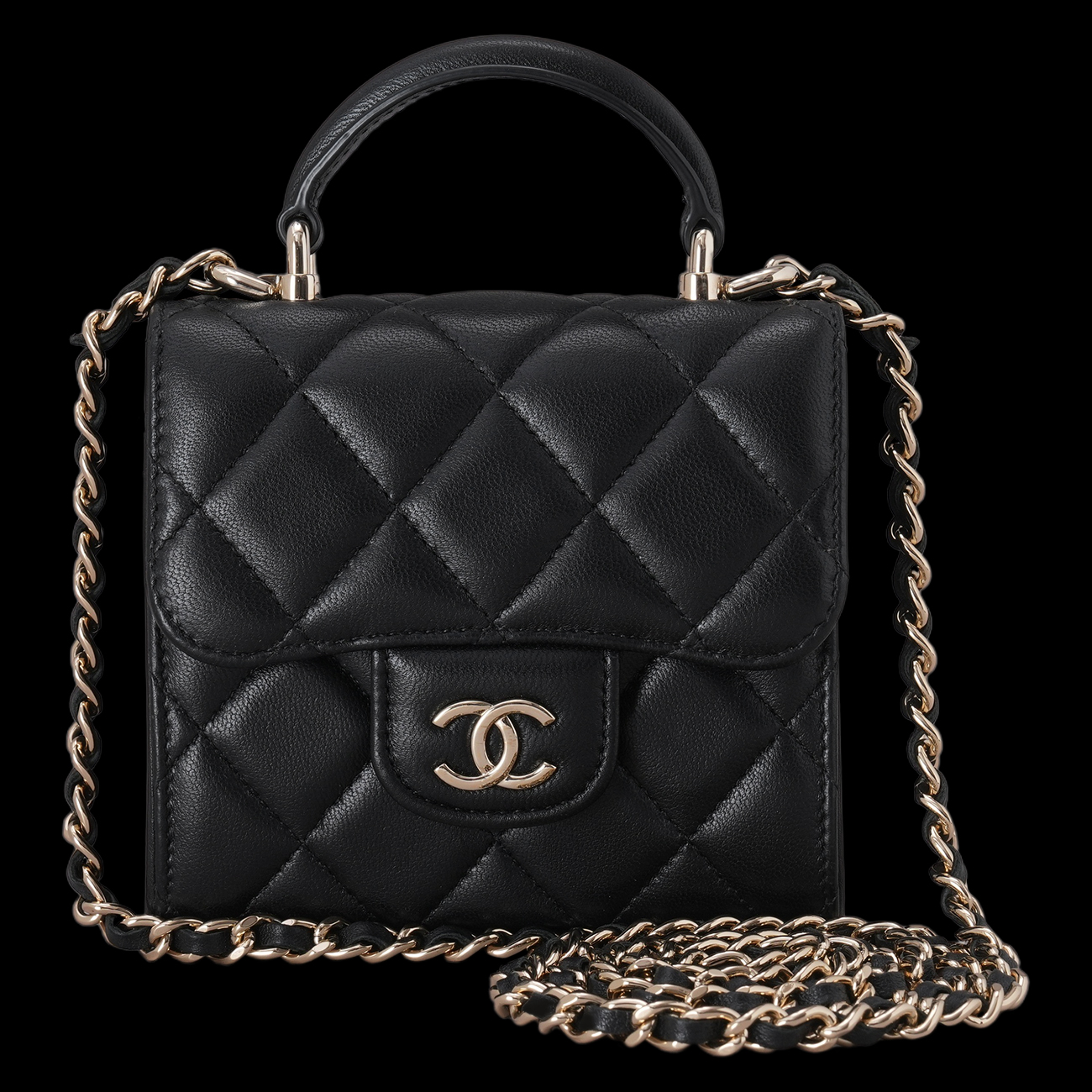 CHANEL(USED)샤넬 AP2682 램스킨 탑핸들 미니 베니티 크로스백