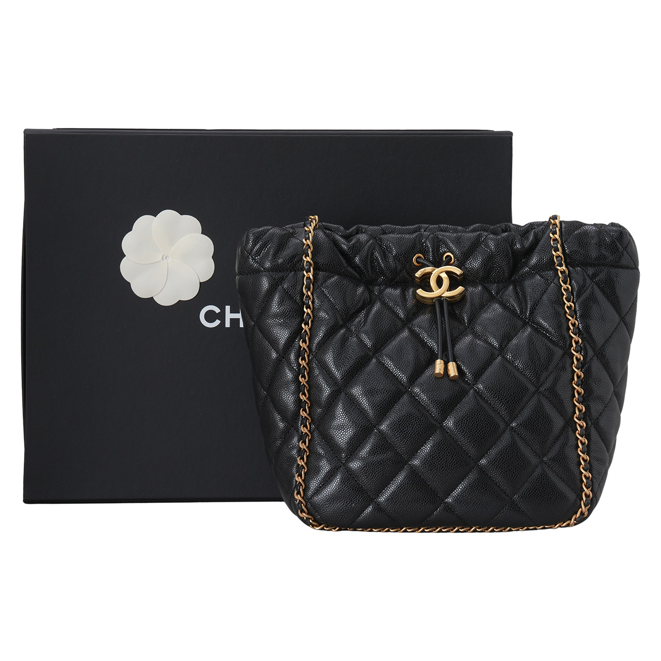 CHANEL(USED)샤넬 어라운드 네버엔딩 체인 드로스트링 버킷백