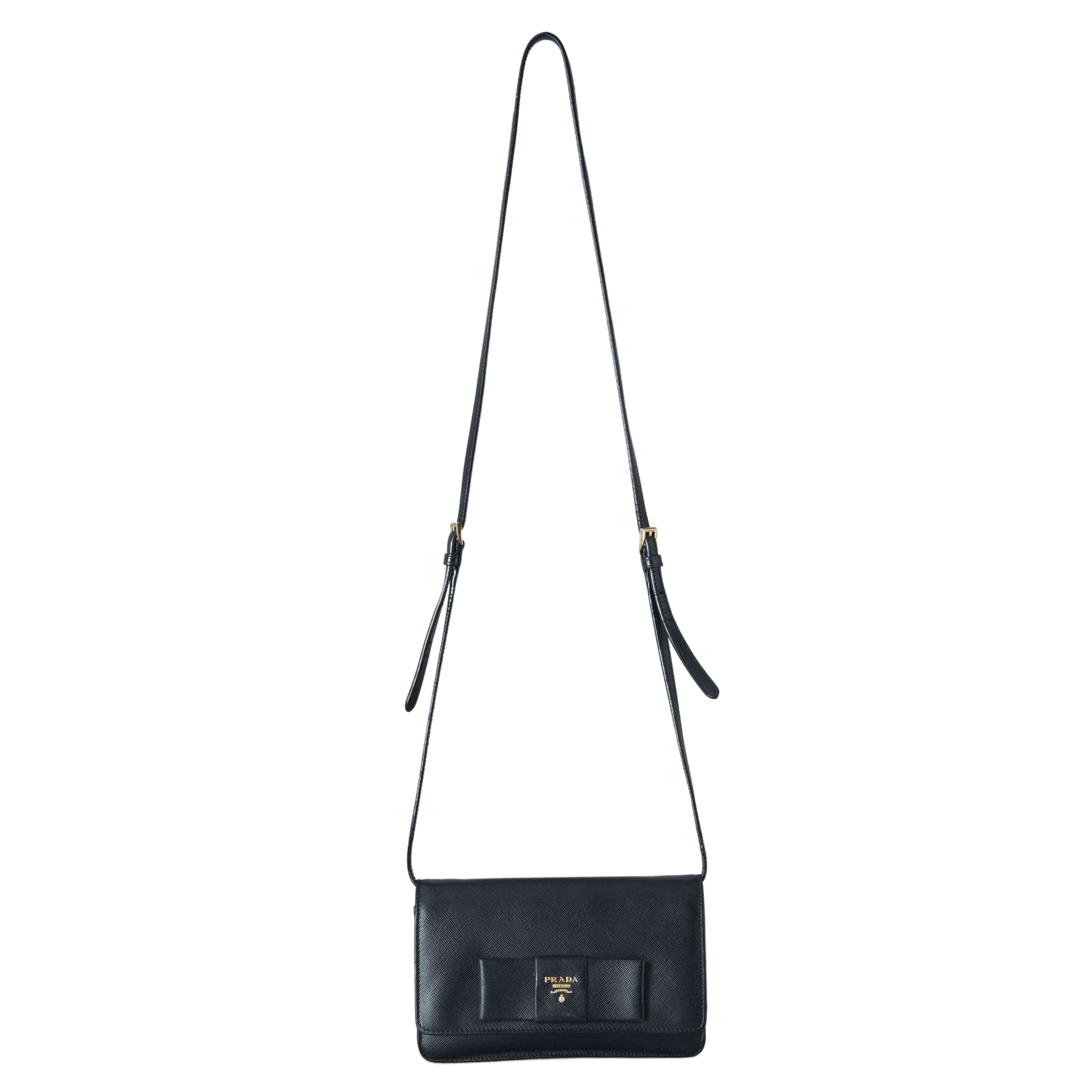 PRADA(USED)프라다 사피아노 리본 장식 크로스백