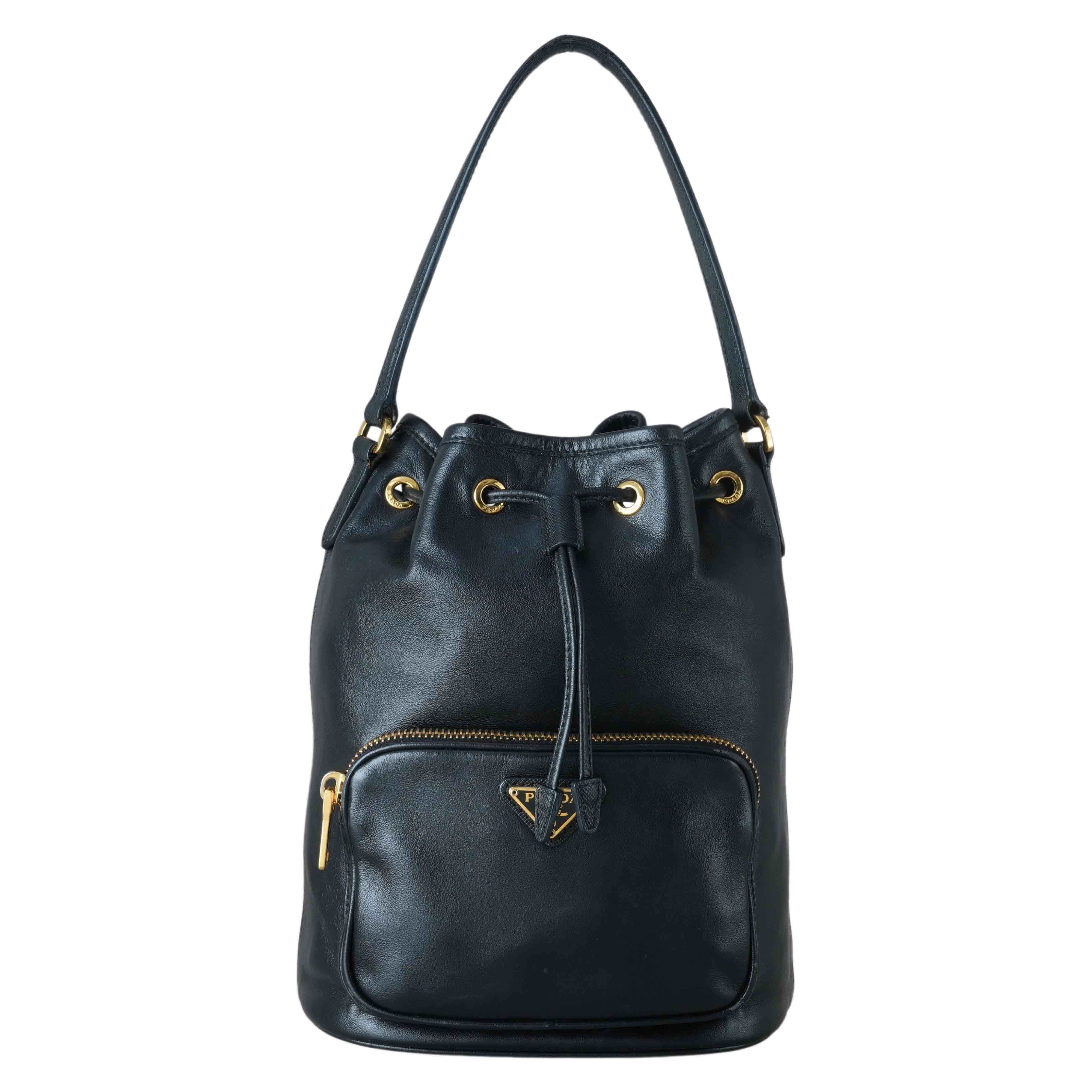 PRADA(USED)프라다 1BH038 레더 듀엣 버킷백