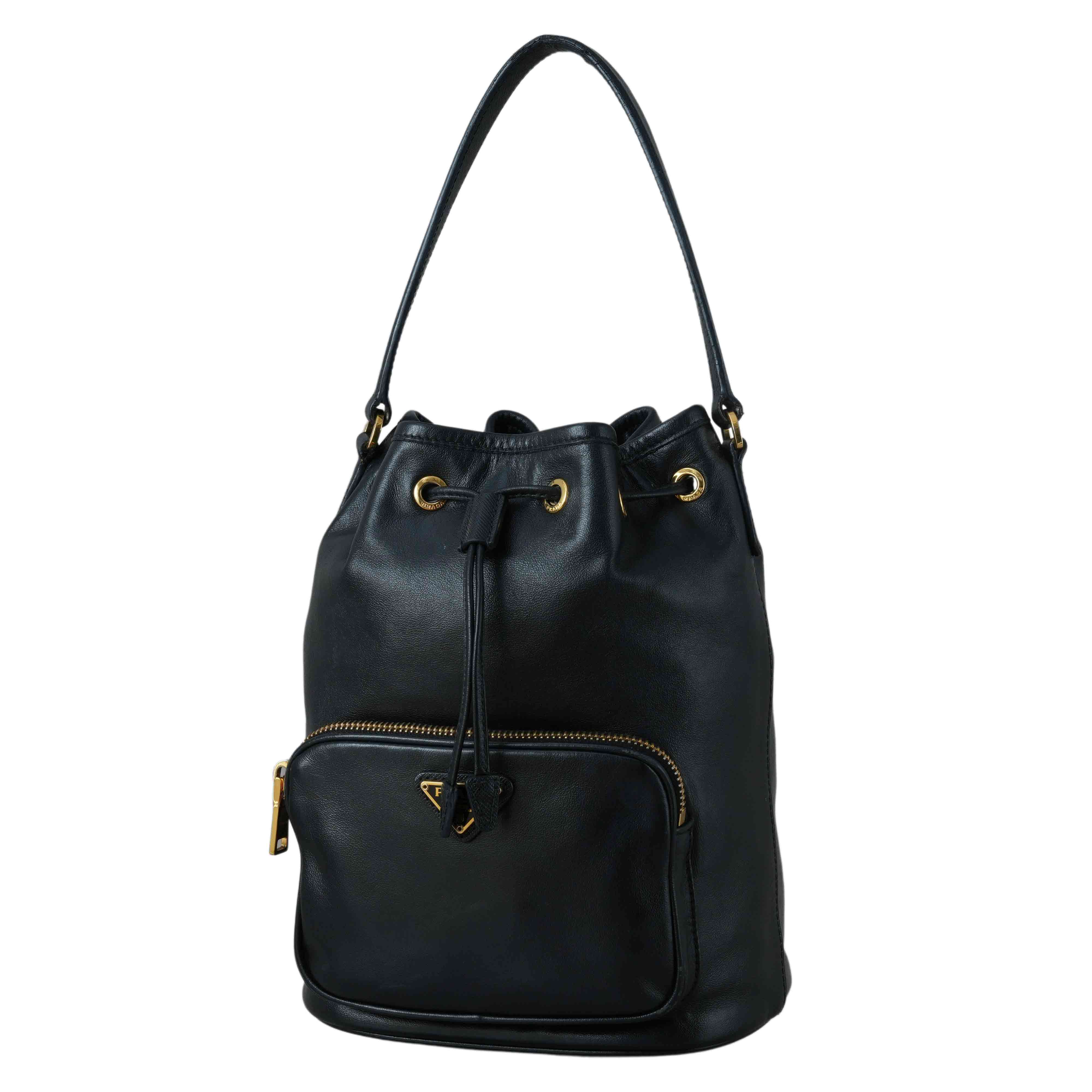 PRADA(USED)프라다 1BH038 레더 듀엣 버킷백