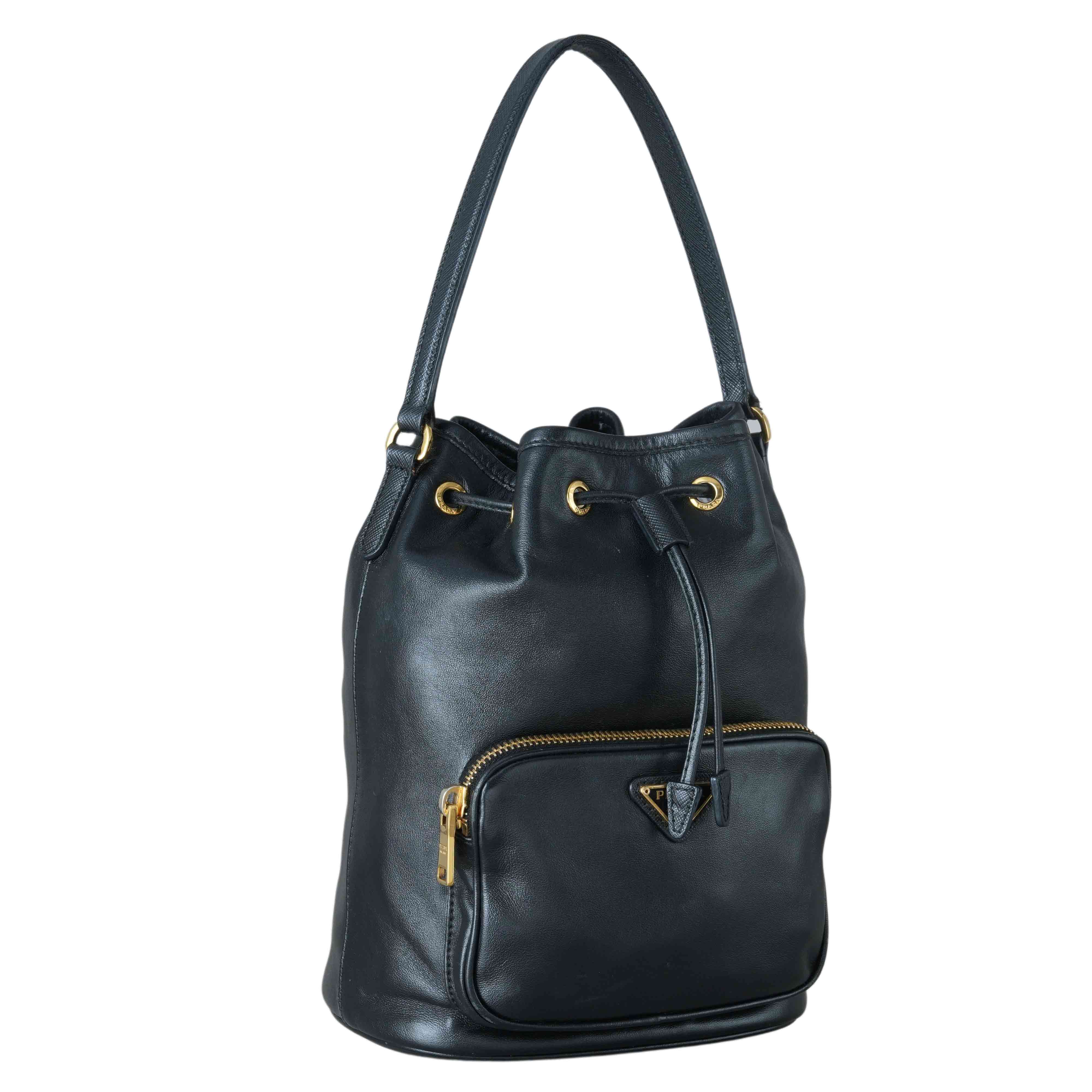 PRADA(USED)프라다 1BH038 레더 듀엣 버킷백
