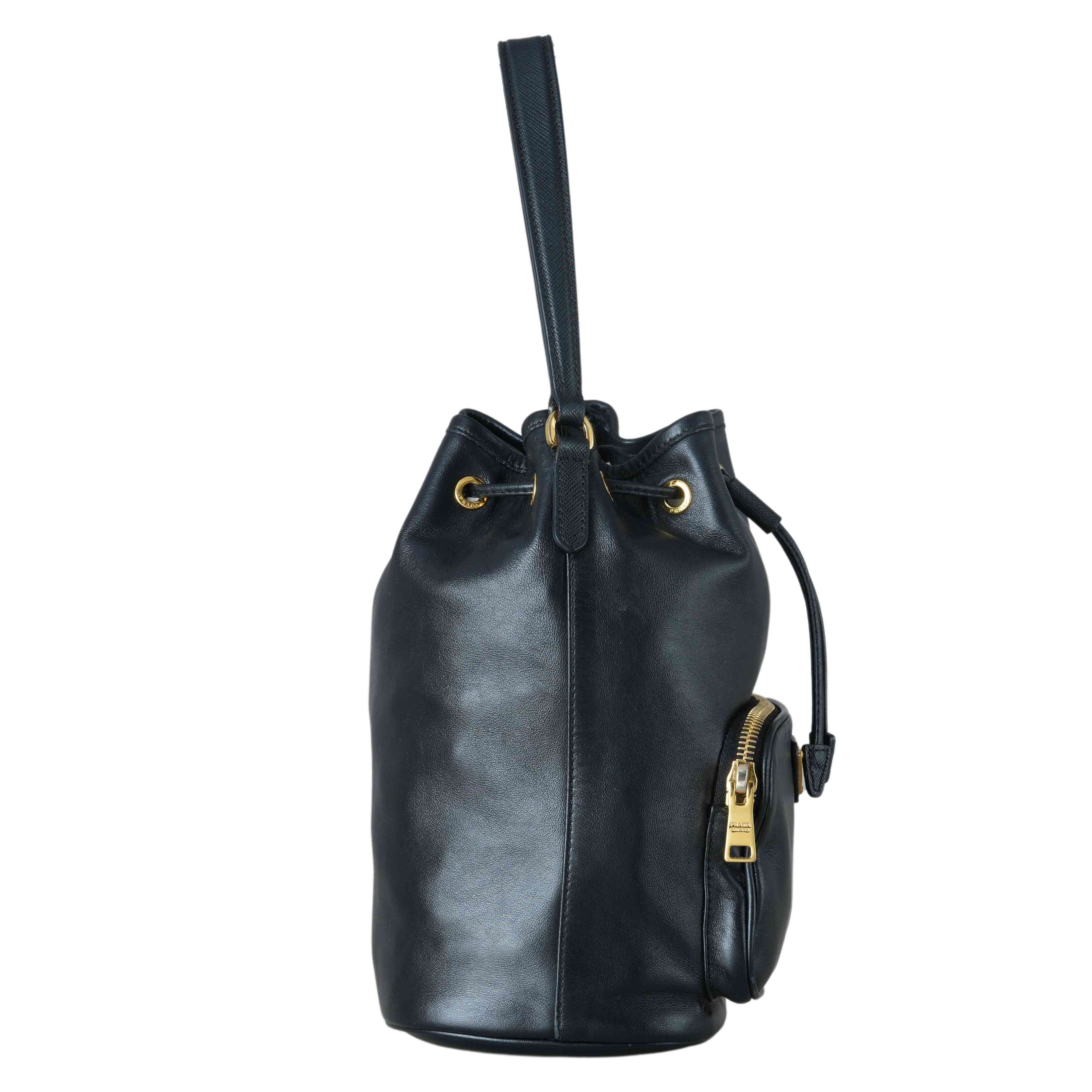 PRADA(USED)프라다 1BH038 레더 듀엣 버킷백