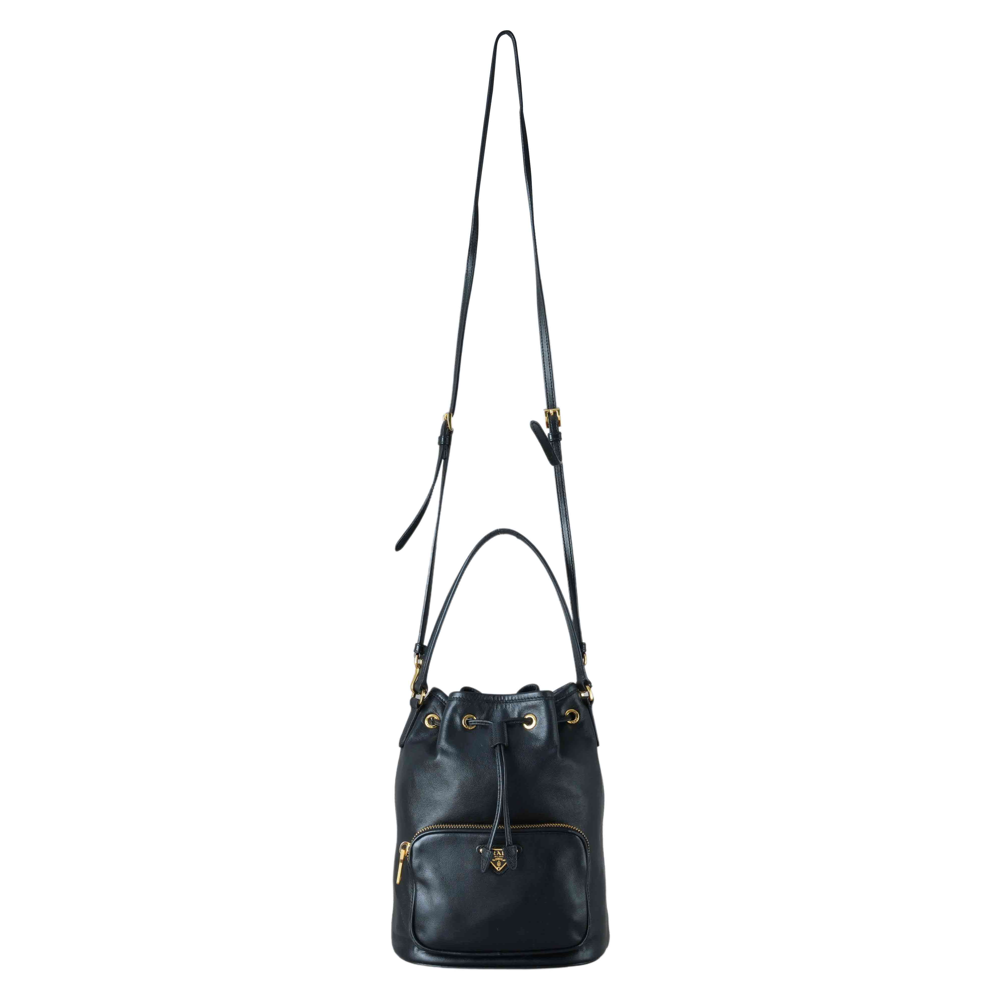 PRADA(USED)프라다 1BH038 레더 듀엣 버킷백