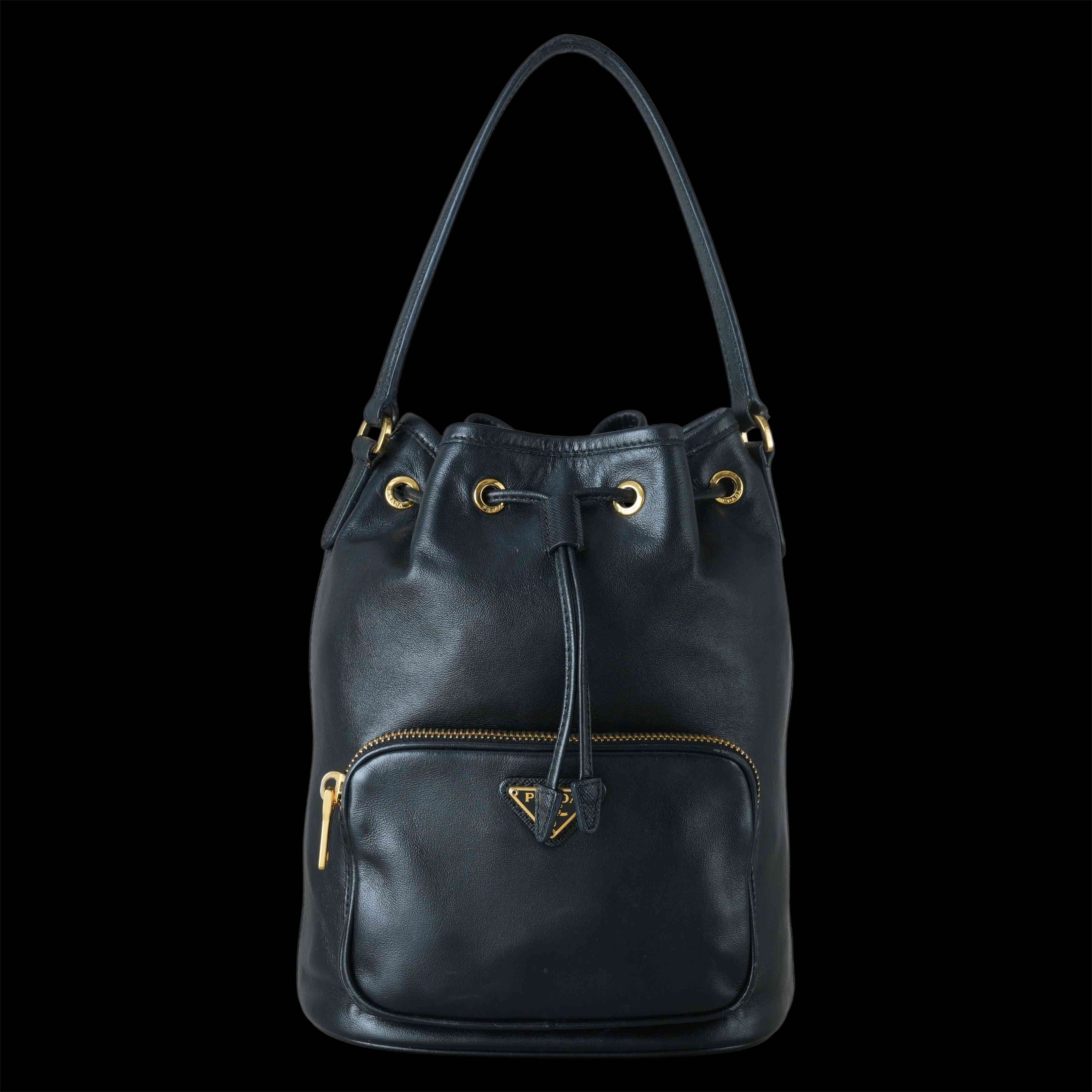 PRADA(USED)프라다 1BH038 레더 듀엣 버킷백