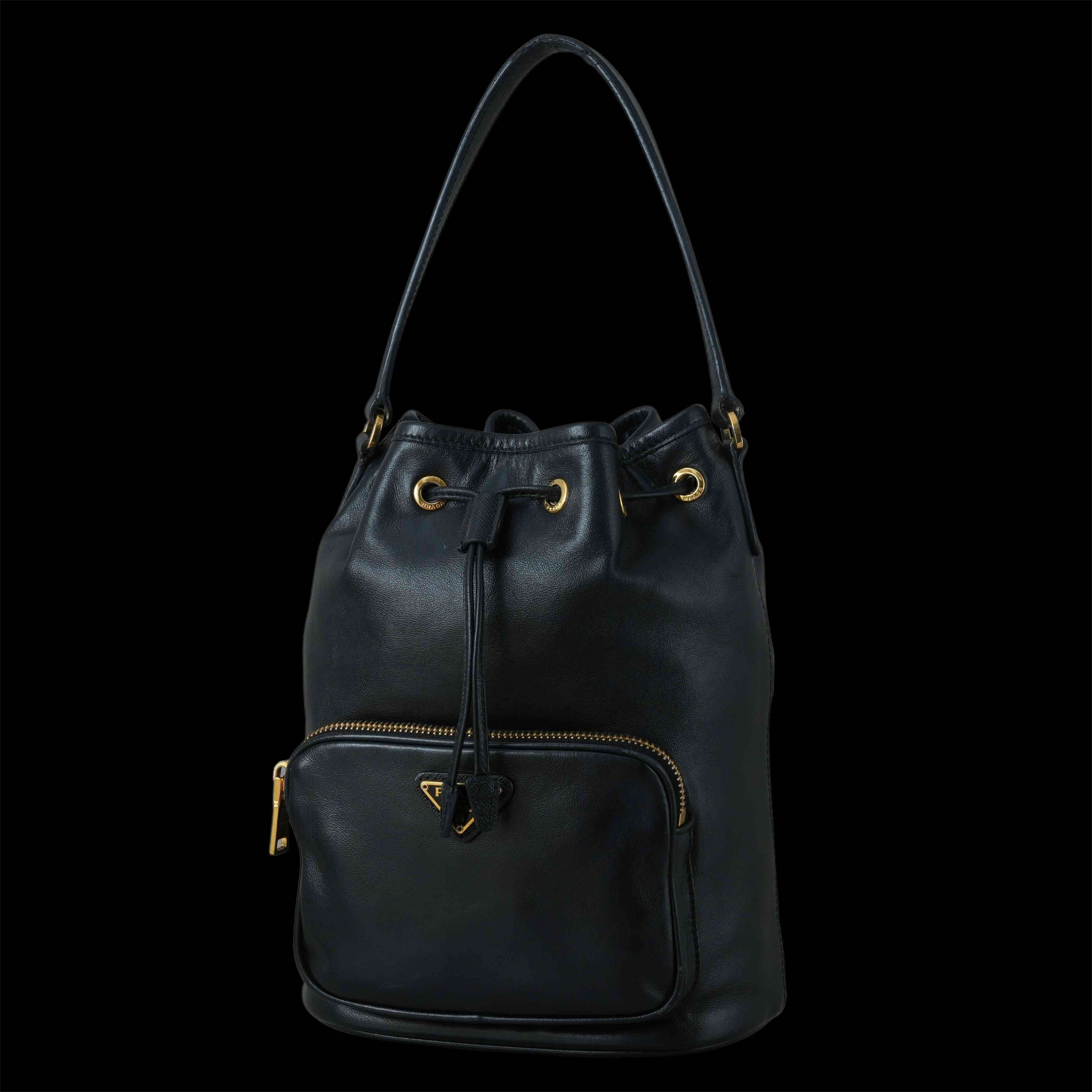 PRADA(USED)프라다 1BH038 레더 듀엣 버킷백