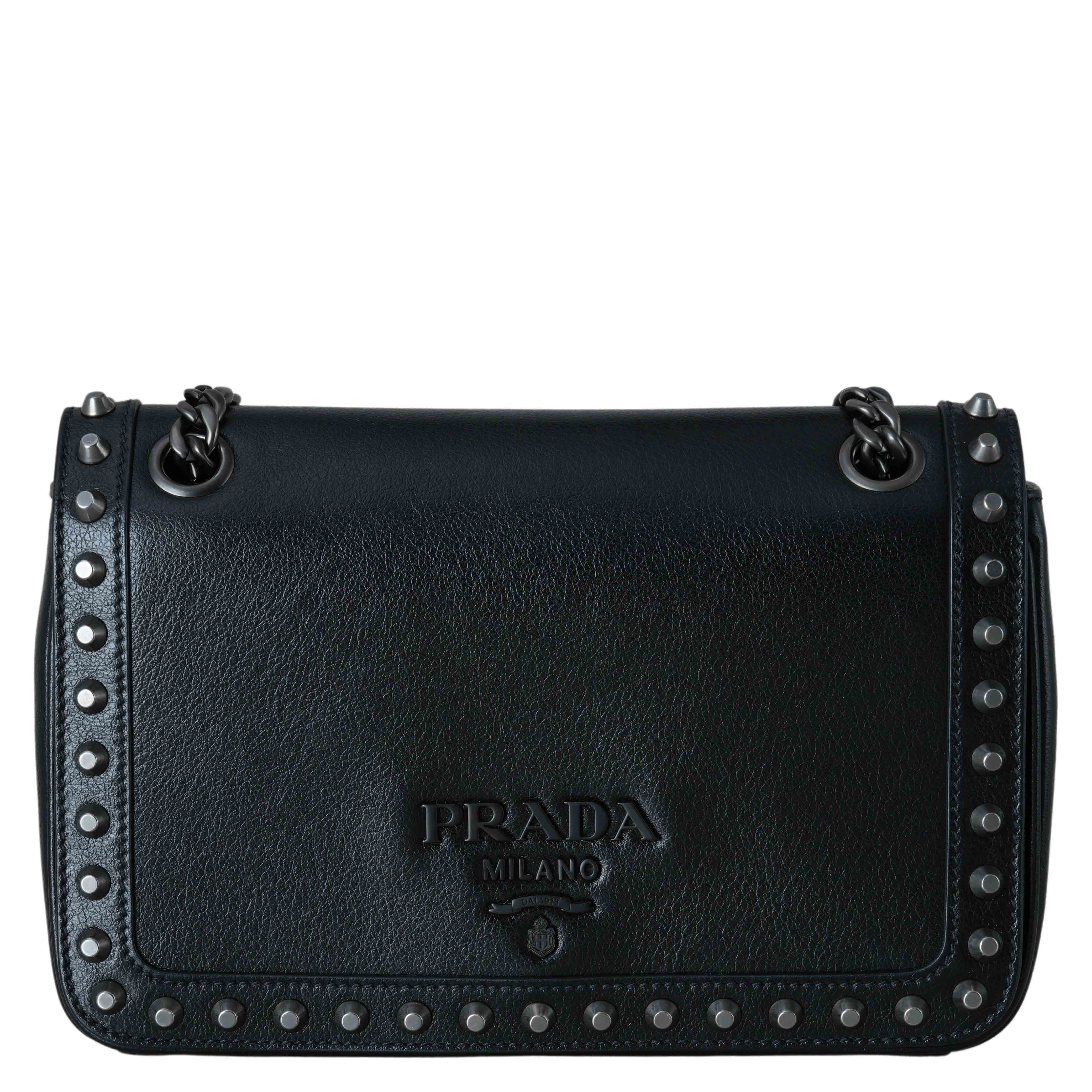 PRADA(USED)프라다 1BD147 스터드 플랩 숄더백