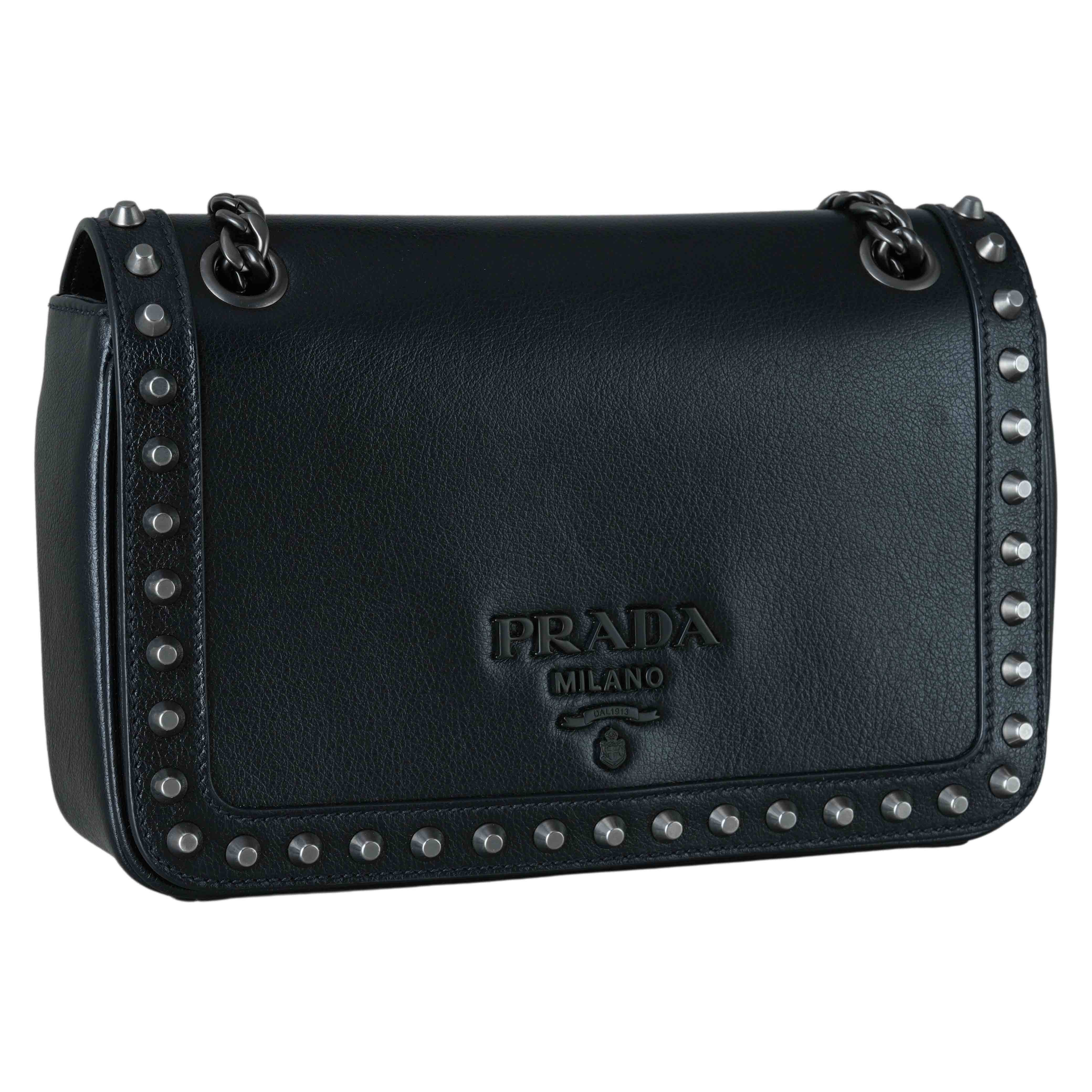 PRADA(USED)프라다 1BD147 스터드 플랩 숄더백