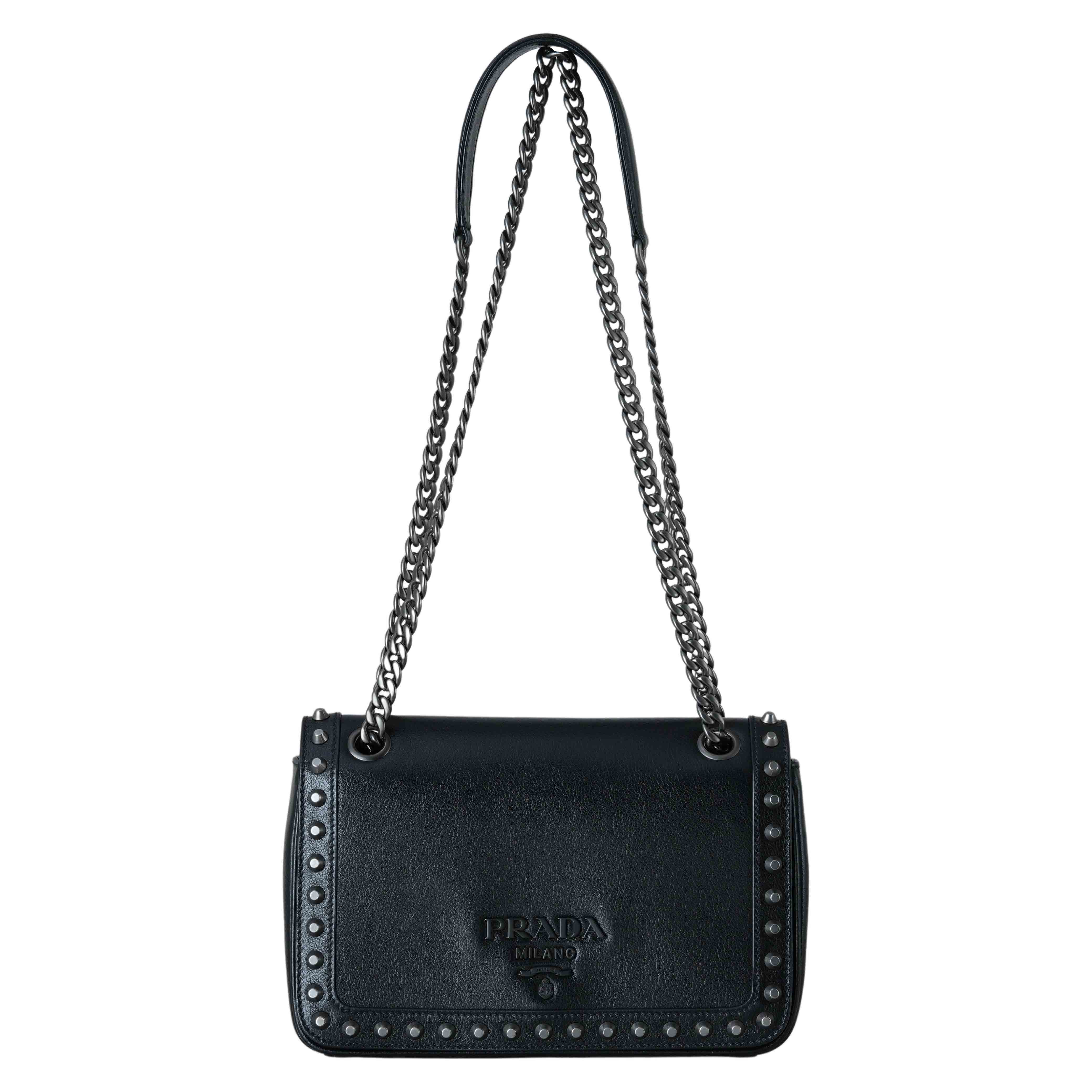 PRADA(USED)프라다 1BD147 스터드 플랩 숄더백