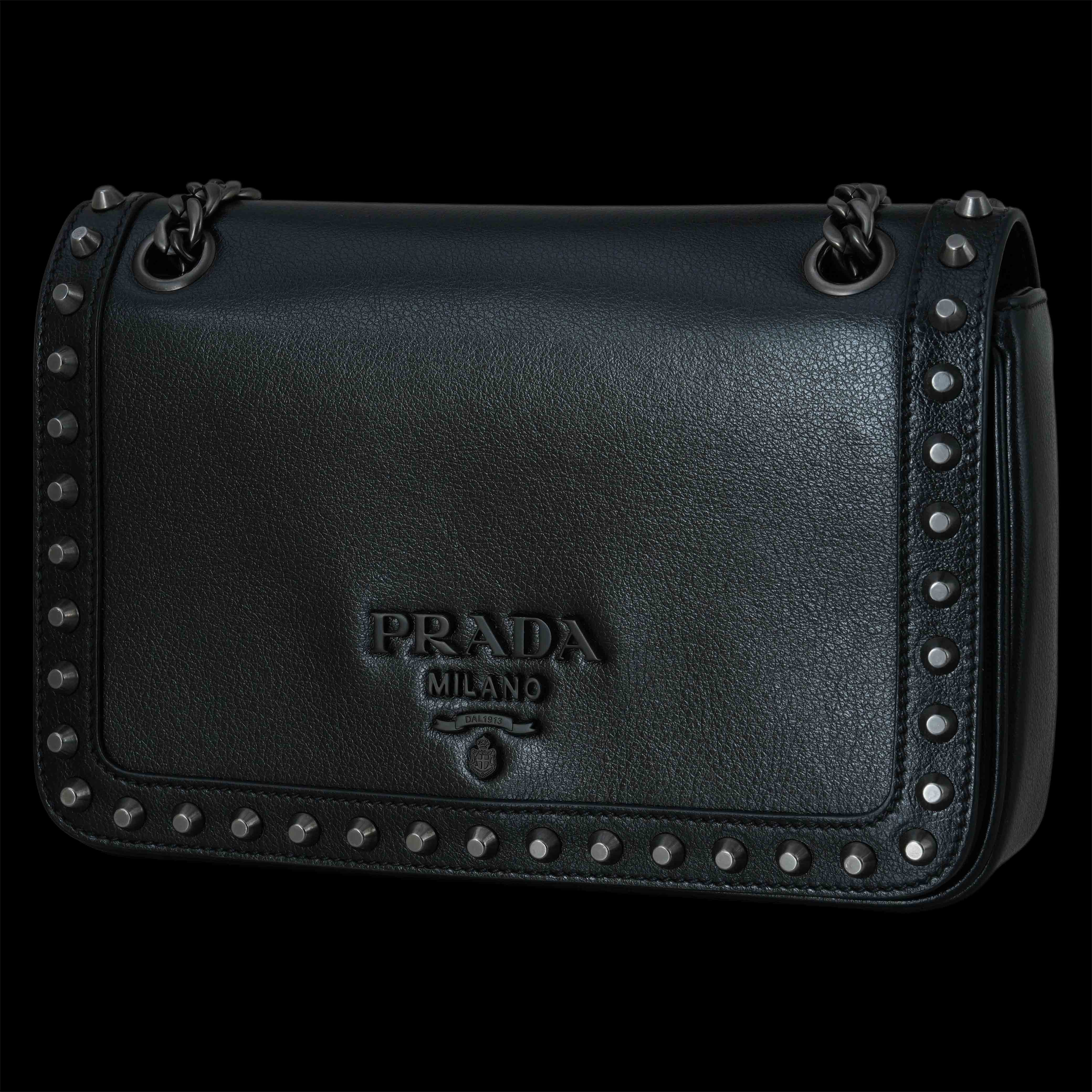 PRADA(USED)프라다 1BD147 스터드 플랩 숄더백