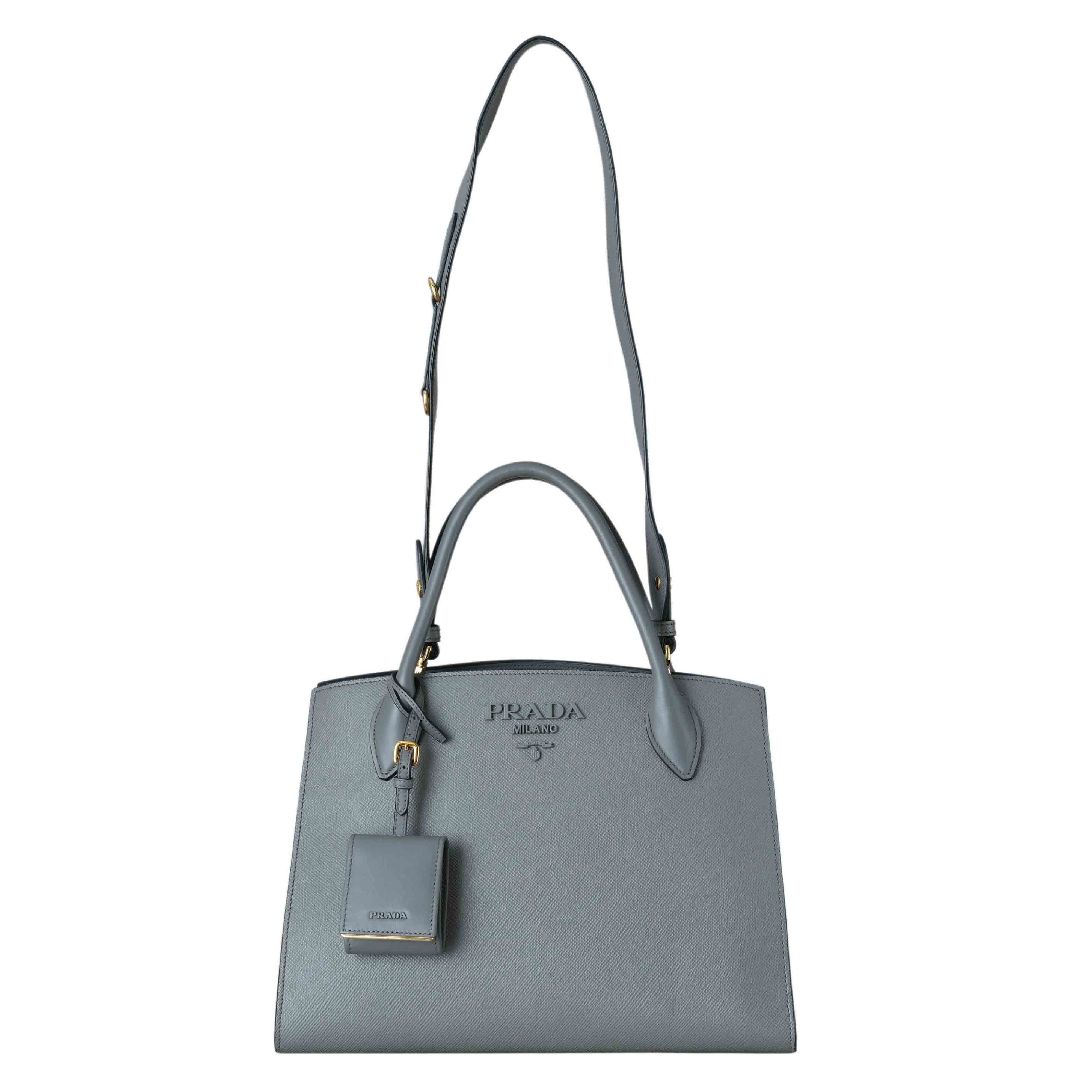 PRADA(USED)프라다 1BA155 사피아노 모노크롬 토트백