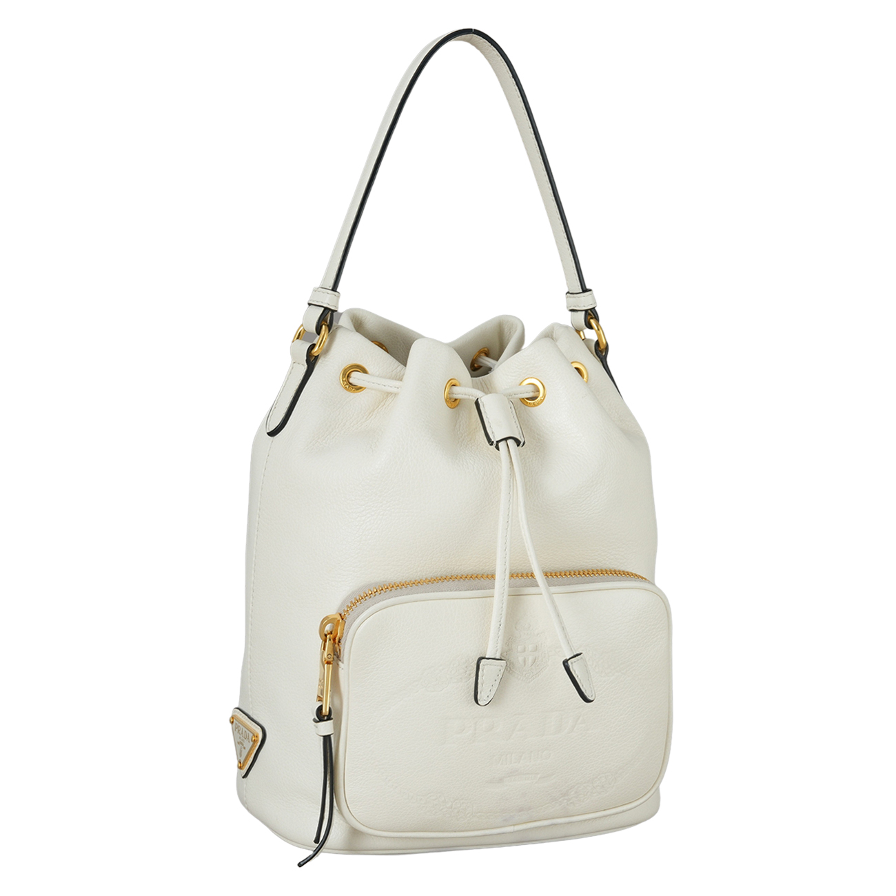PRADA(USED)프라다 1BH038 레더 듀엣 버킷백