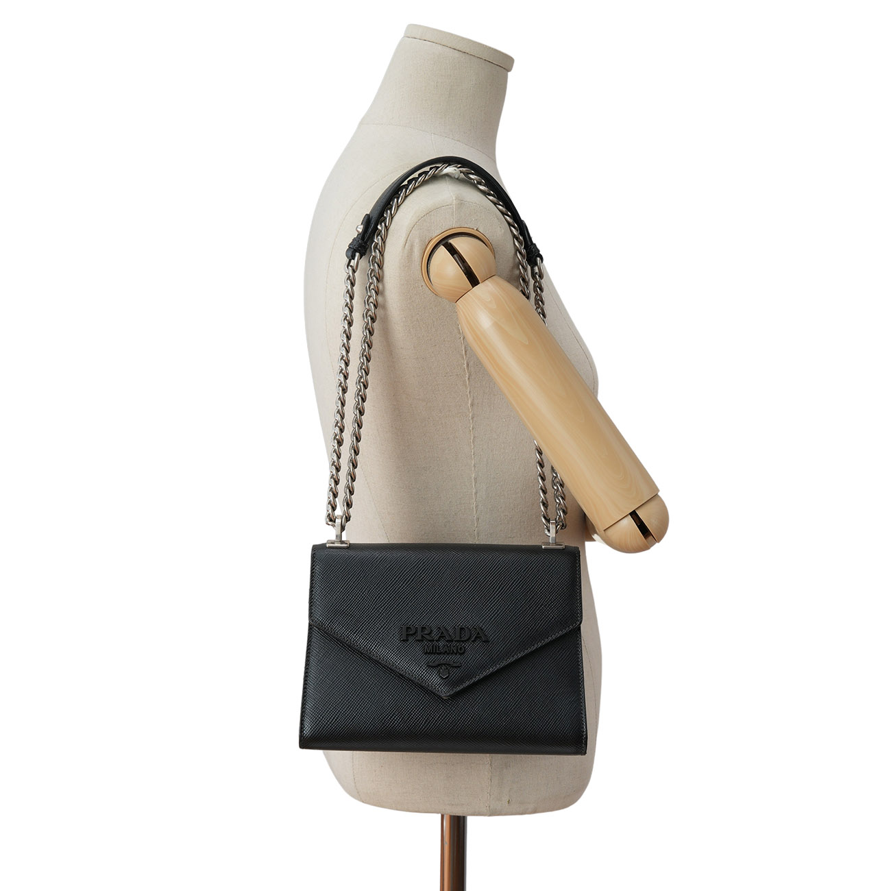 PRADA(USED)프라다 1BD127 사피아노 모노크롬 체인 백