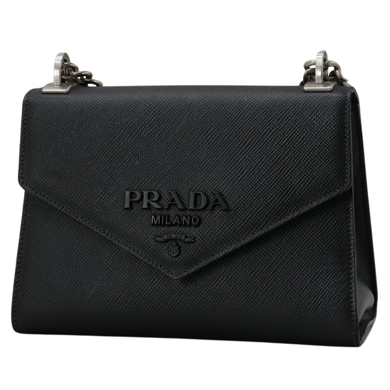 PRADA(USED)프라다 1BD127 사피아노 모노크롬 체인 백