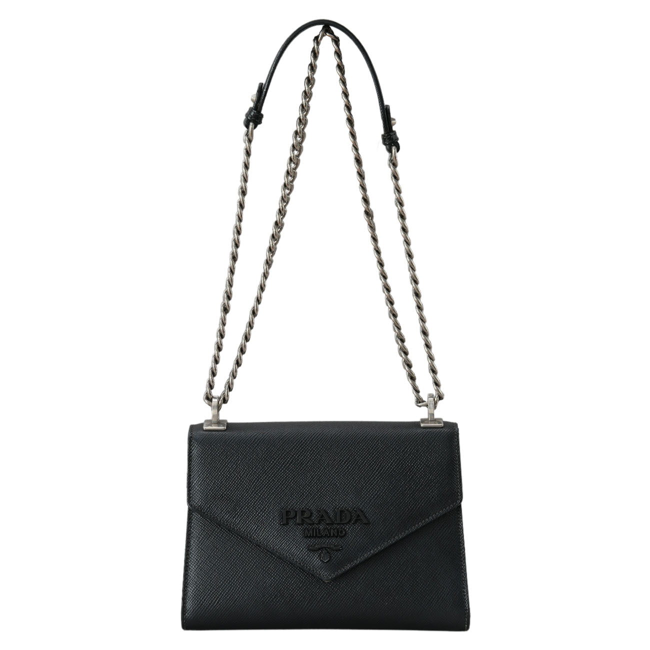 PRADA(USED)프라다 1BD127 사피아노 모노크롬 체인 백