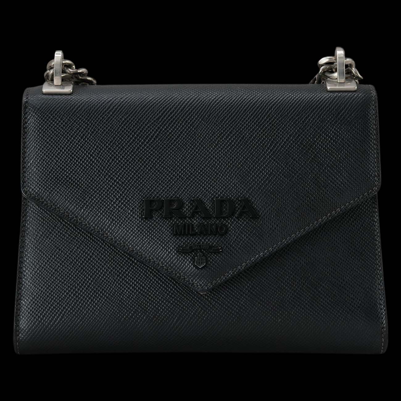 PRADA(USED)프라다 1BD127 사피아노 모노크롬 체인 백