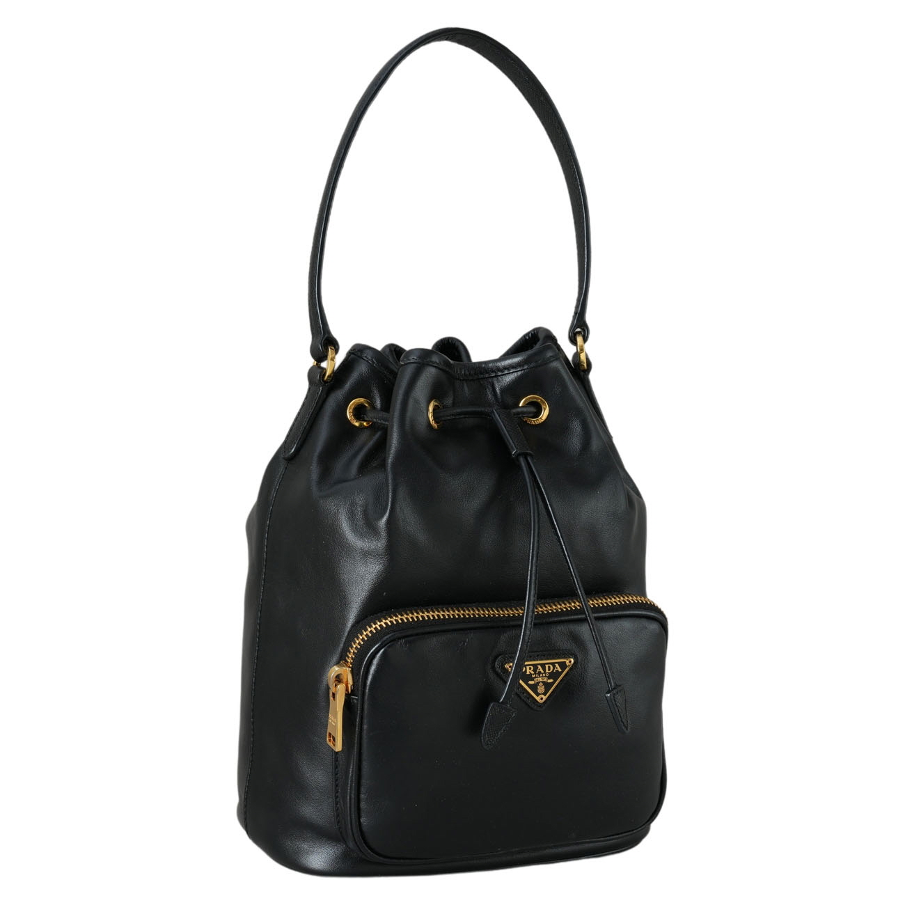 PRADA(USED)프라다 1BH038 레더 듀엣 버킷백