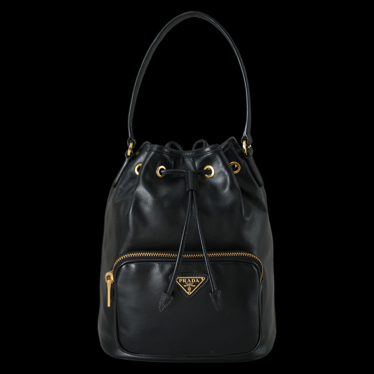 PRADA(USED)프라다 1BH038 레더 듀엣 버킷백