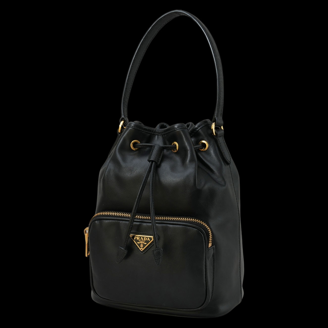 PRADA(USED)프라다 1BH038 레더 듀엣 버킷백