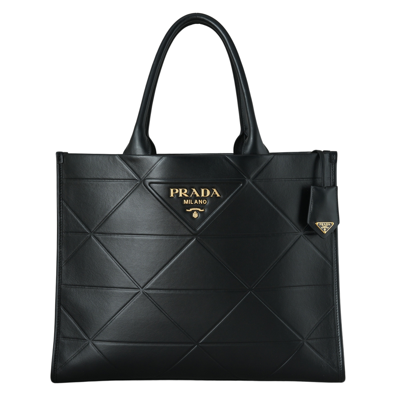 PRADA(USED)프라다 1BA377 탑 스티칭 라지 가죽 프라다 심볼백