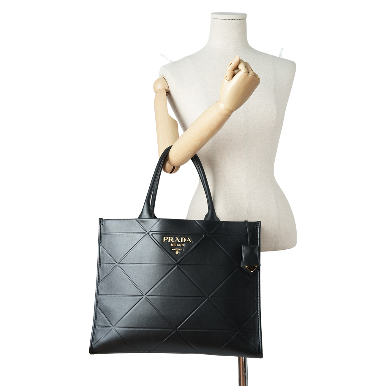 PRADA(USED)프라다 1BA377 탑 스티칭 라지 가죽 프라다 심볼백