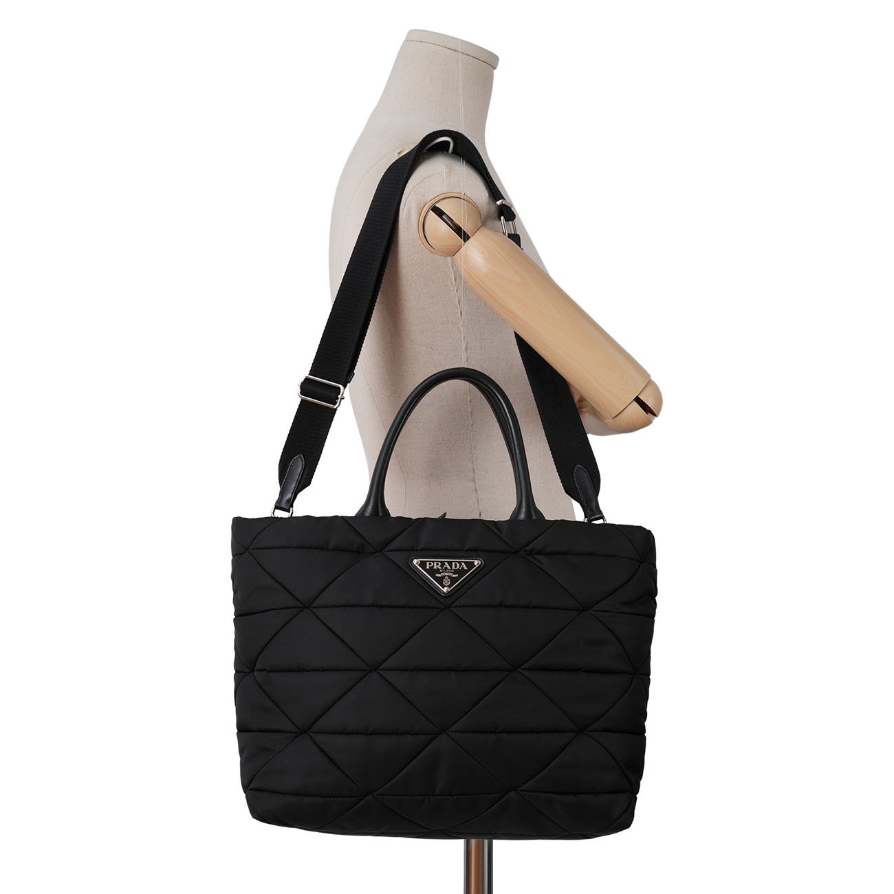 PRADA(USED)프라다 1BG435 리나일론 미디엄 패딩 토트백