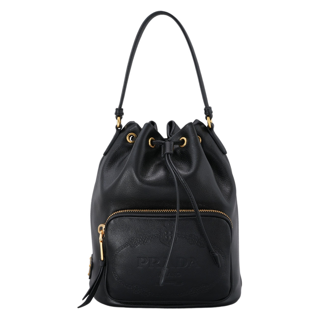 PRADA(USED)프라다 블랙레더 버킷백