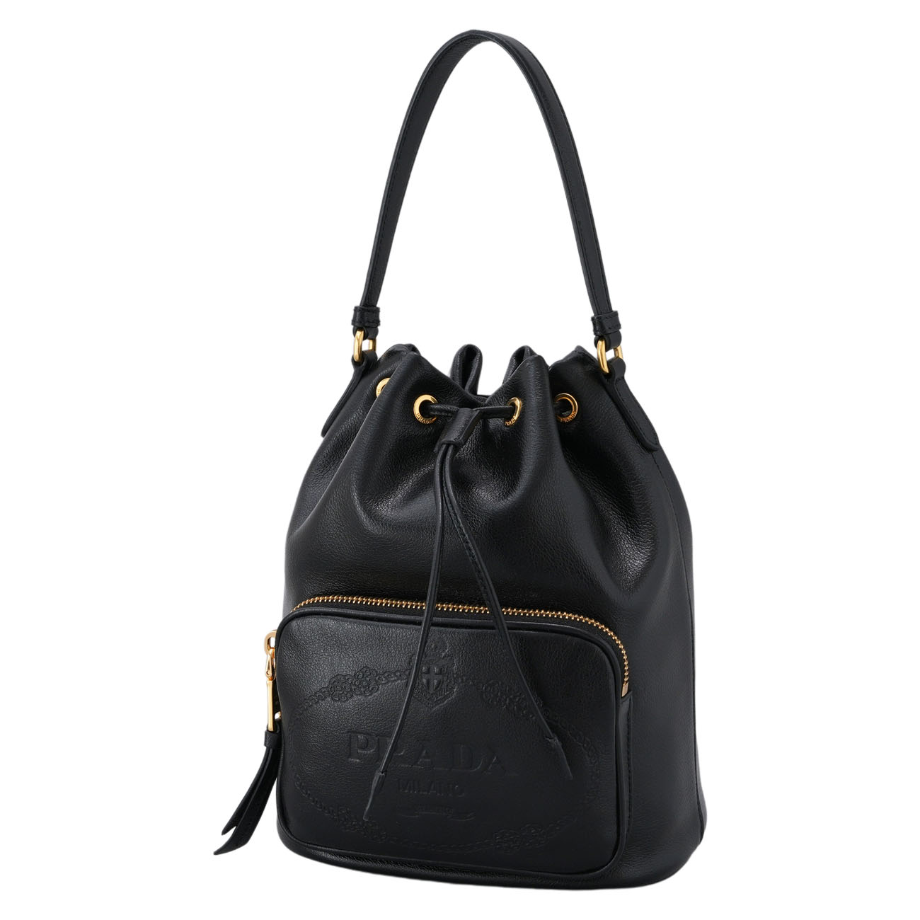 PRADA(USED)프라다 블랙레더 버킷백