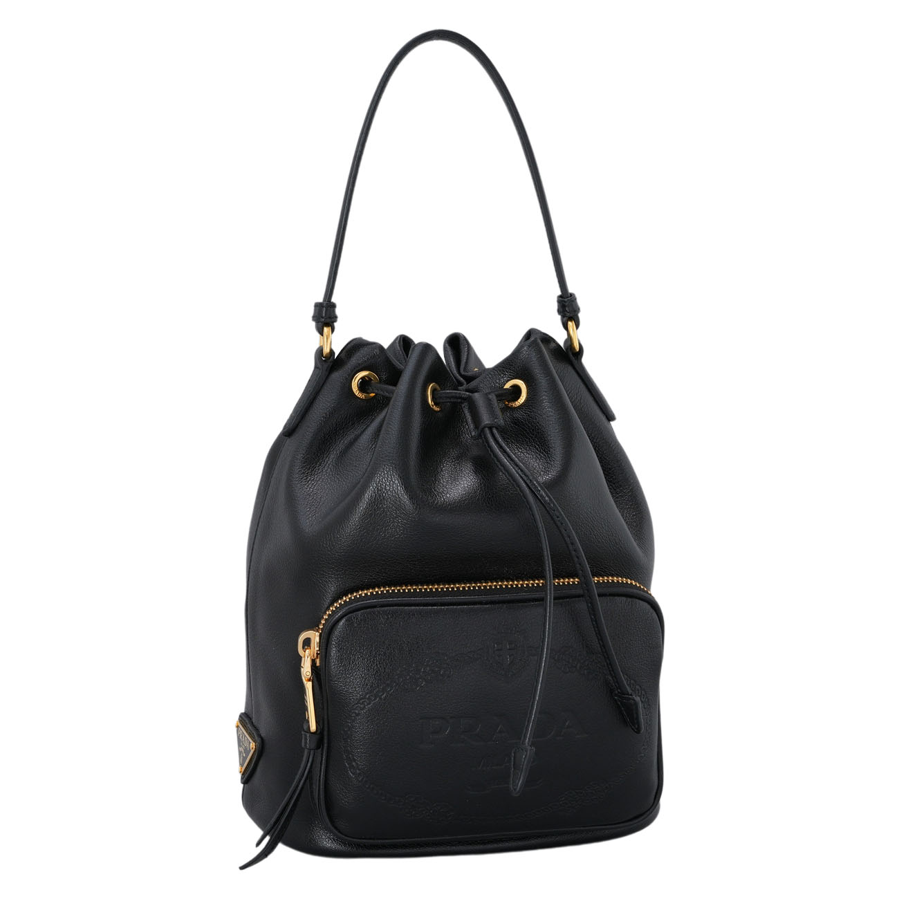 PRADA(USED)프라다 블랙레더 버킷백