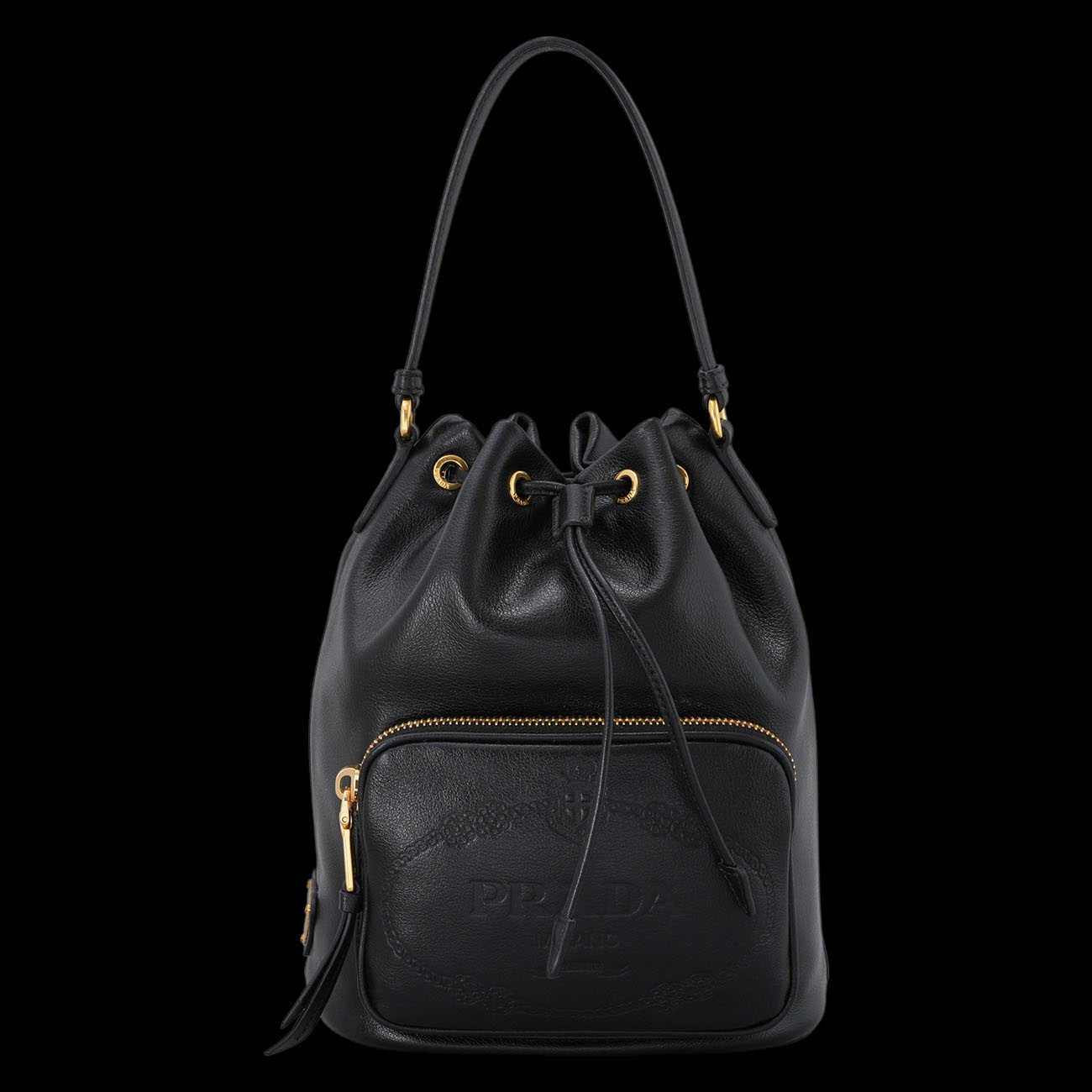 PRADA(USED)프라다 블랙레더 버킷백