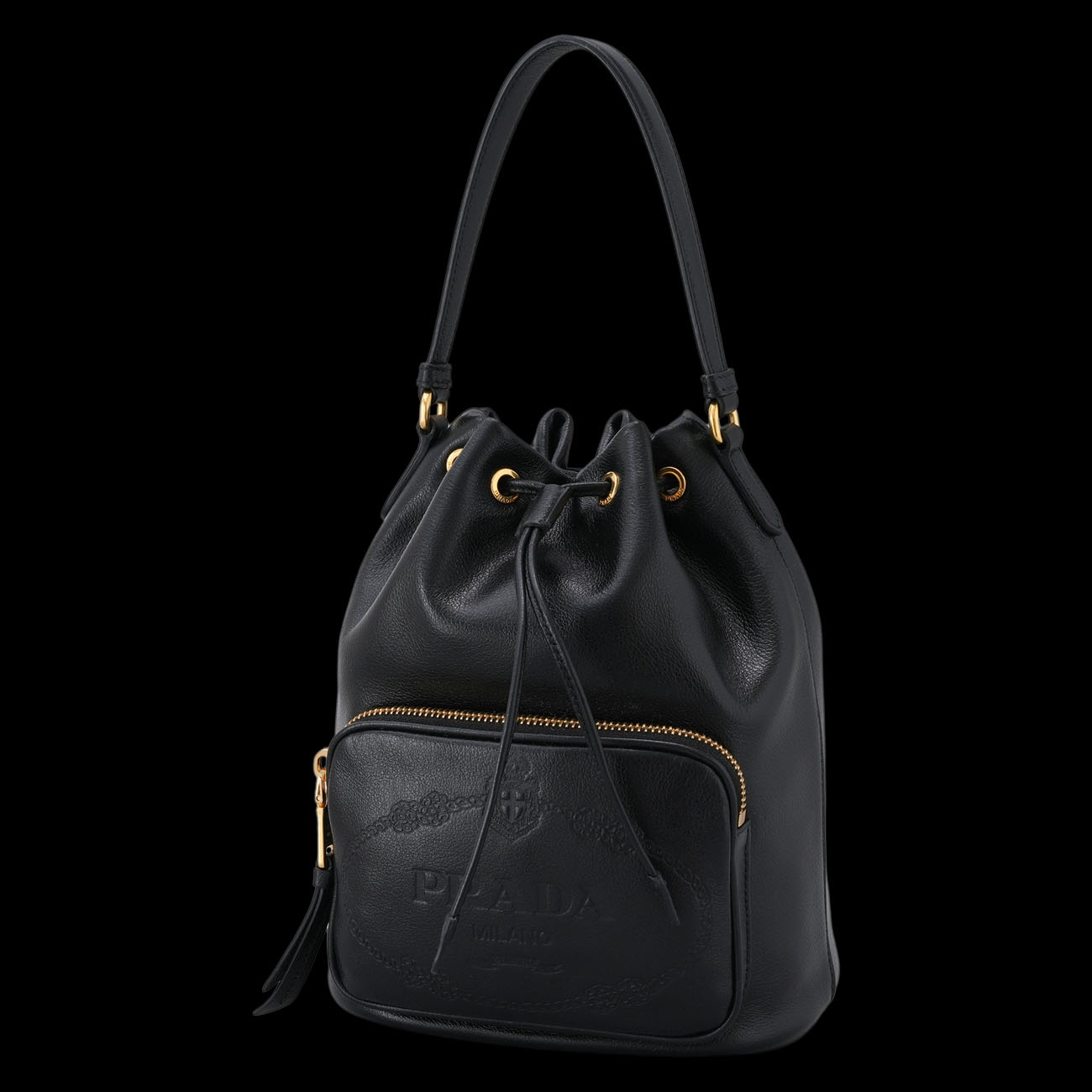 PRADA(USED)프라다 블랙레더 버킷백