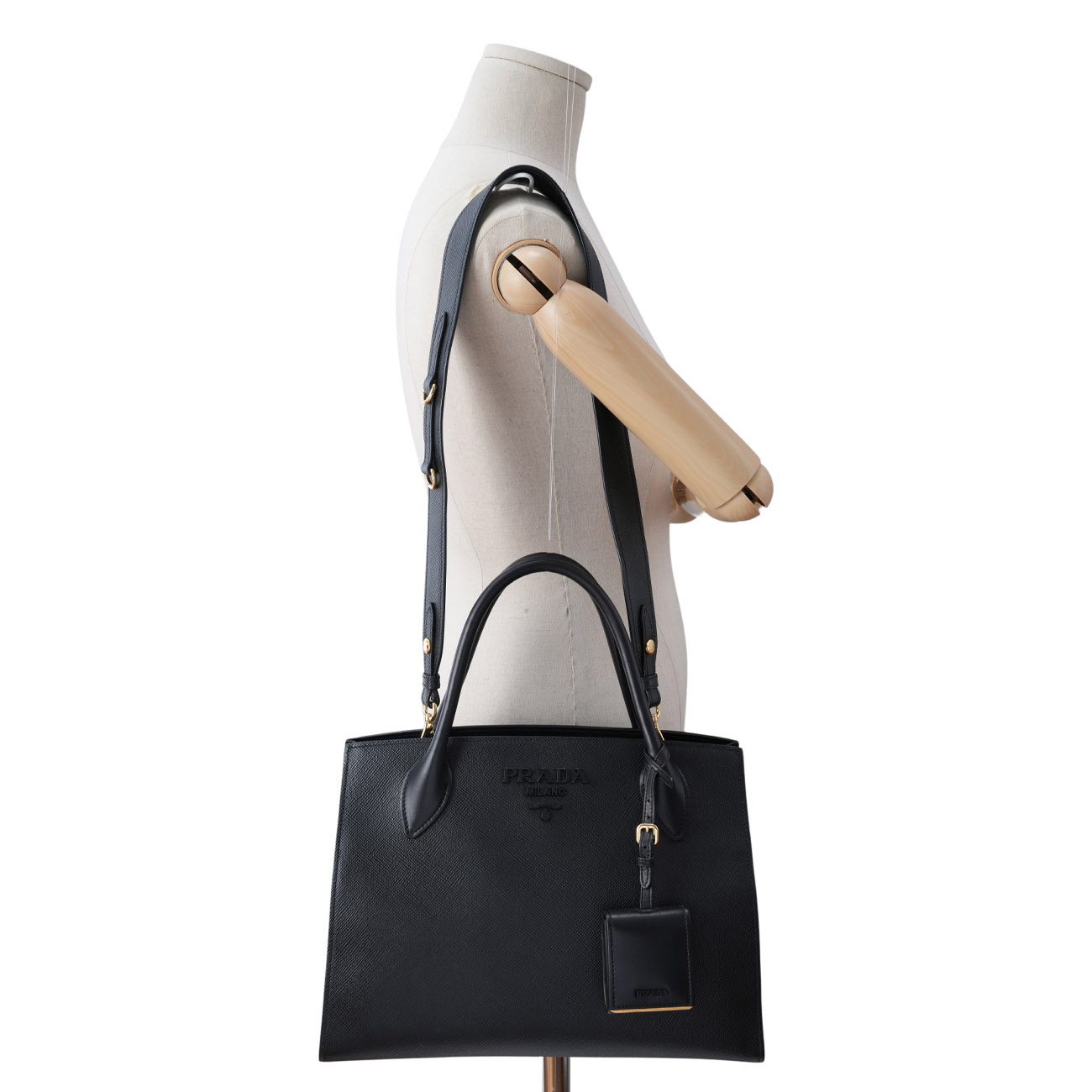 PRADA(USED)프라다 1BA155 사피아노 모노크롬 토트백