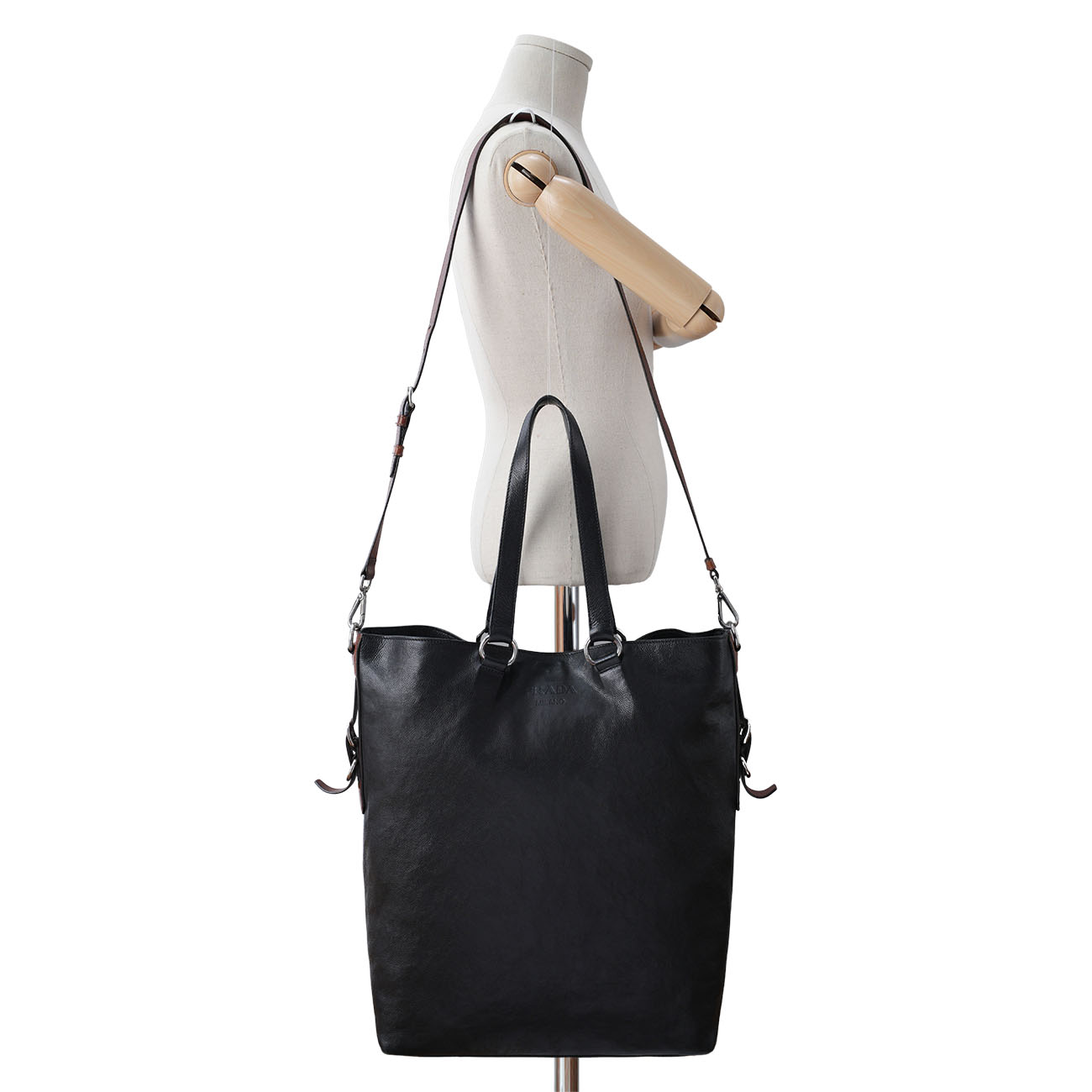PRADA(USED)프라다 VA0801 레더 쇼퍼백