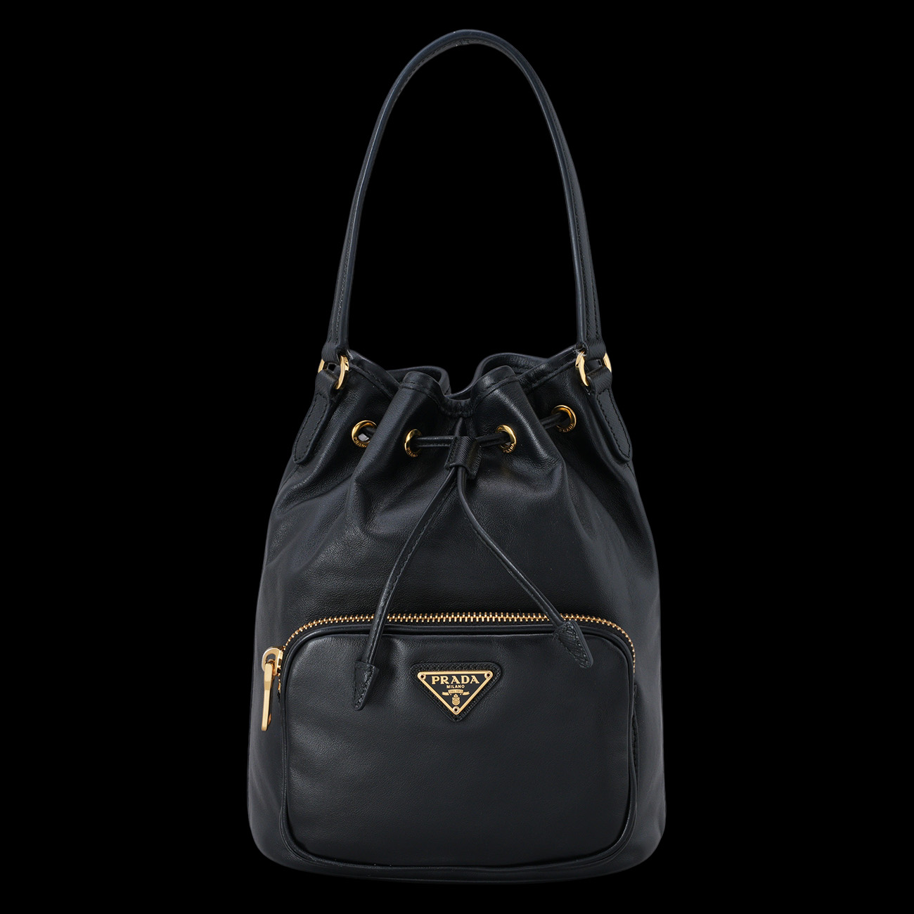 PRADA(USED)프라다 1BH038 포코노 레더 버킷 백