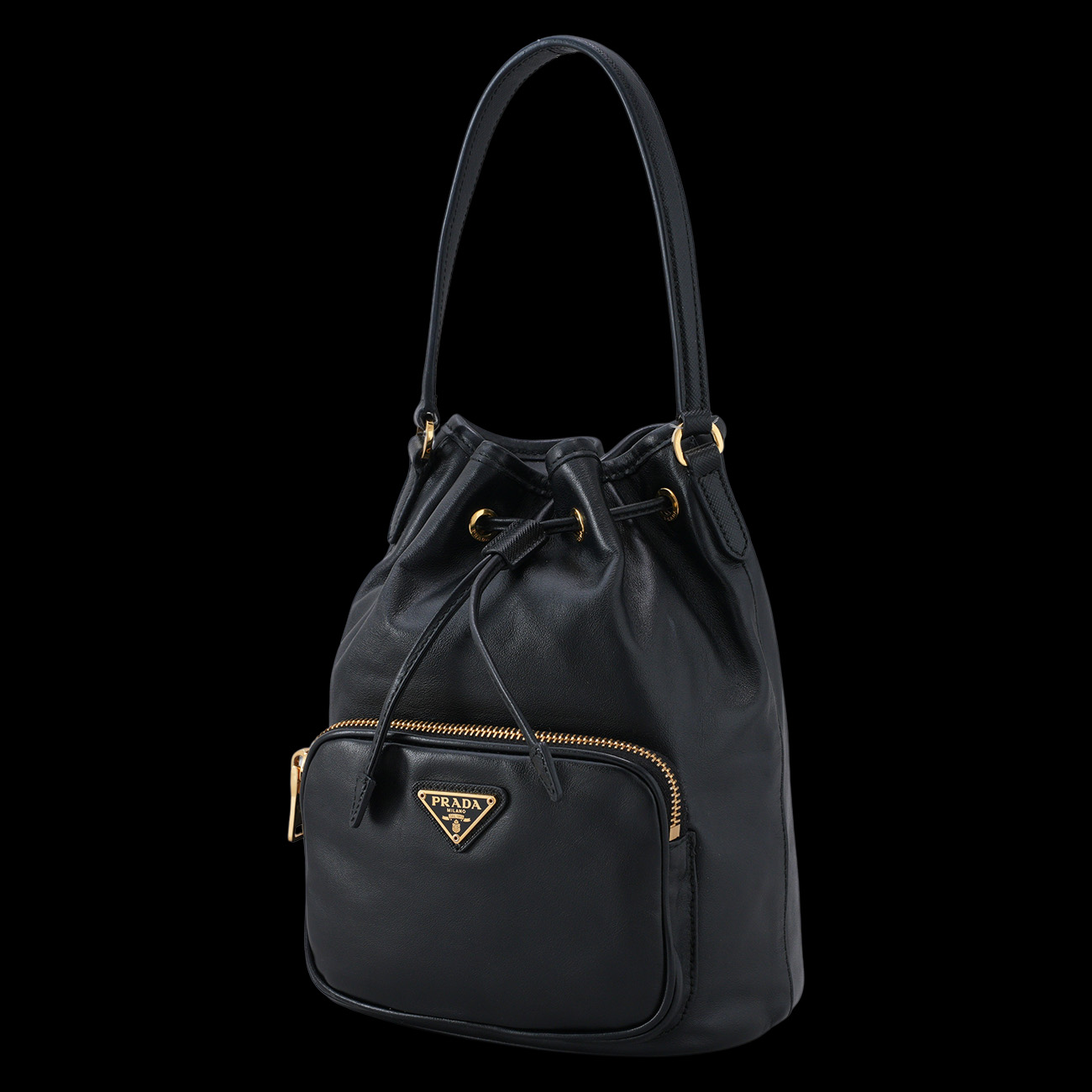 PRADA(USED)프라다 1BH038 포코노 레더 버킷 백
