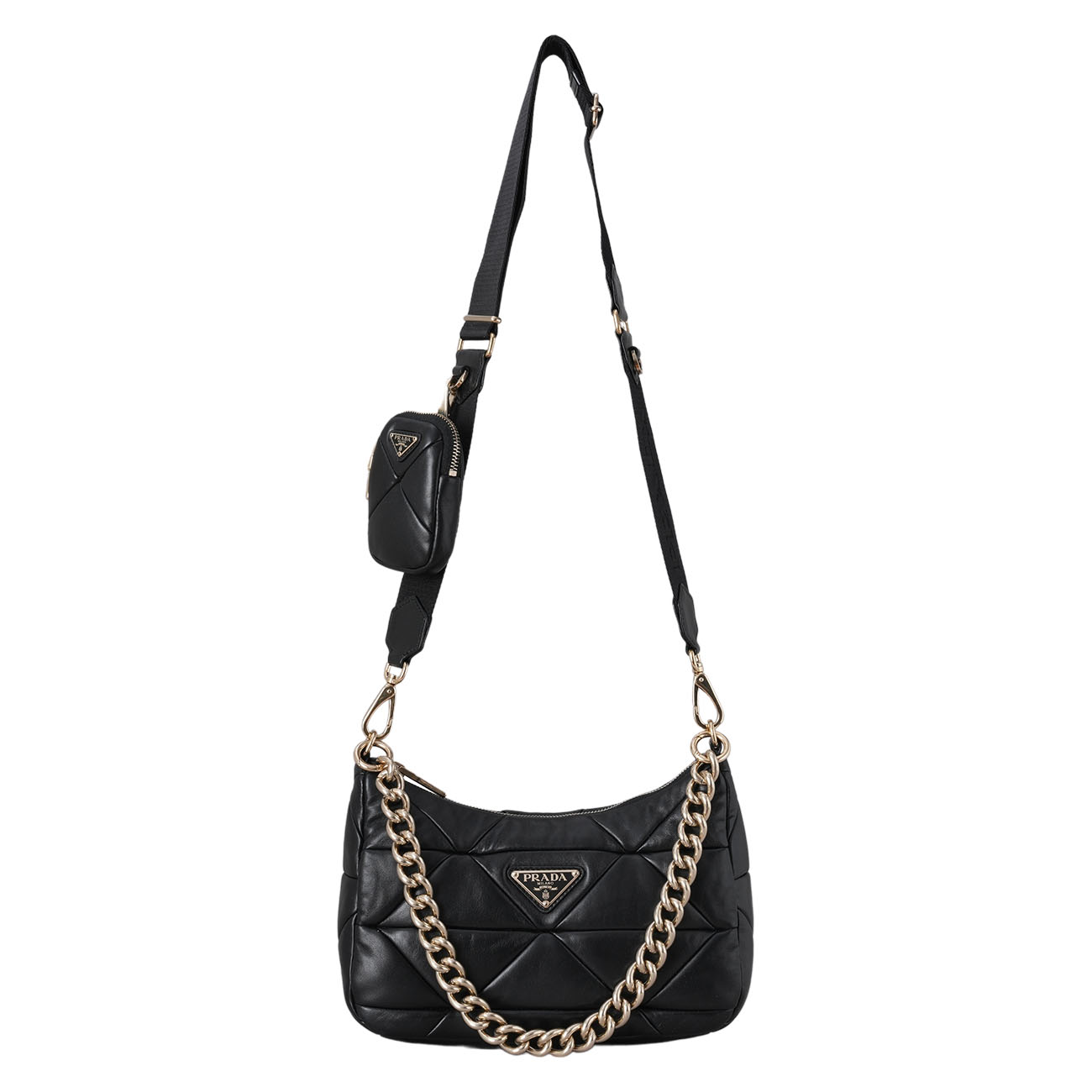 PRADA(USED)프라다 1BC157 나파 패치워크 호보 숄더백