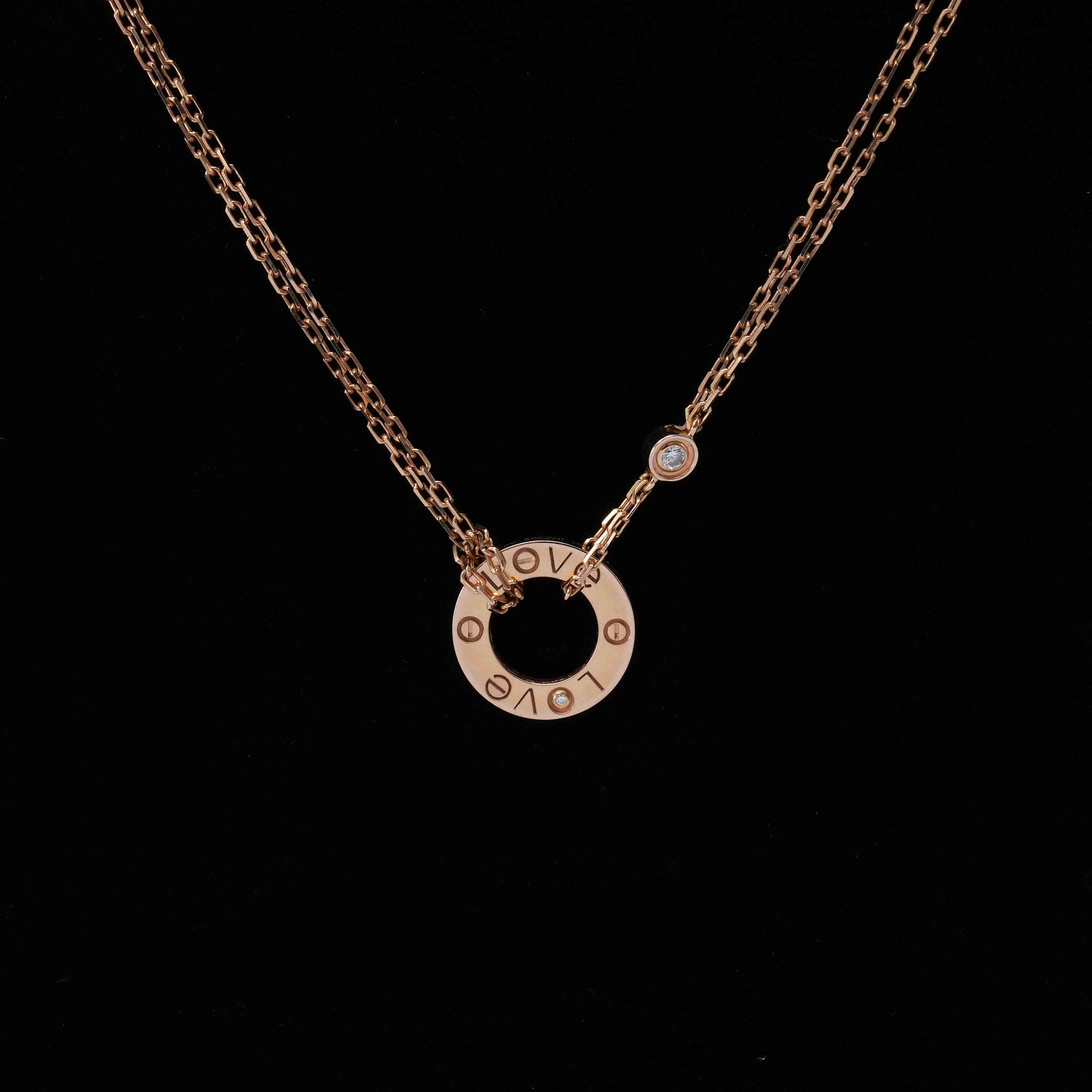 CARTIER(USED)까르띠에 2P 다이아 러브 네크리스