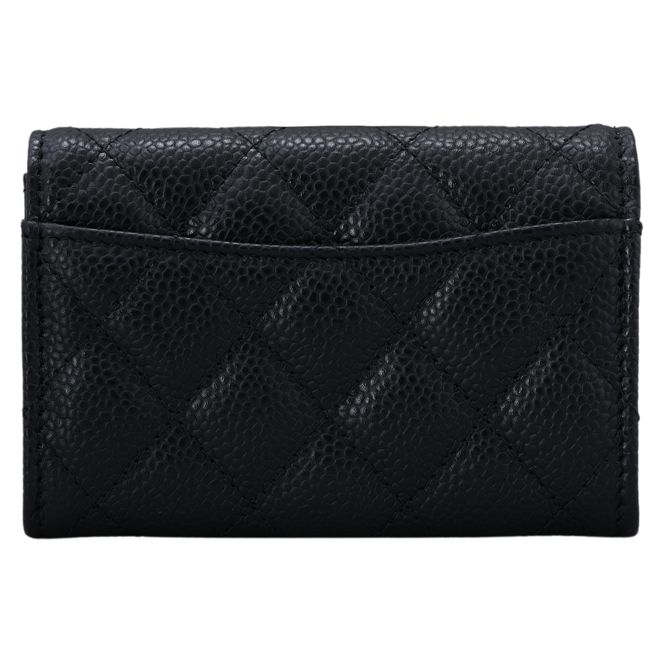 CHANEL(USED)샤넬 캐비어 카드지갑 똑딱이 블랙금장